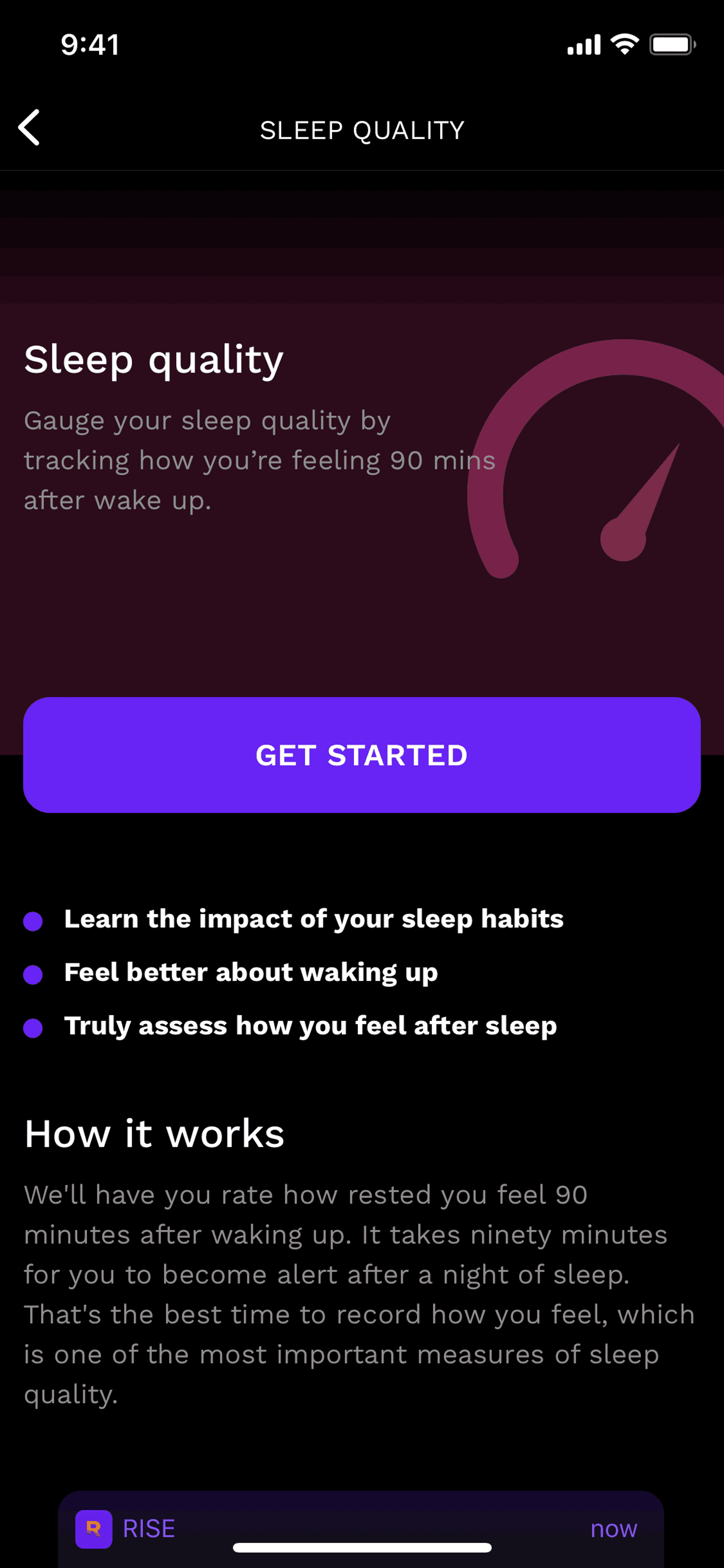 Rise iOS Health & Fitness interface screenshot 11