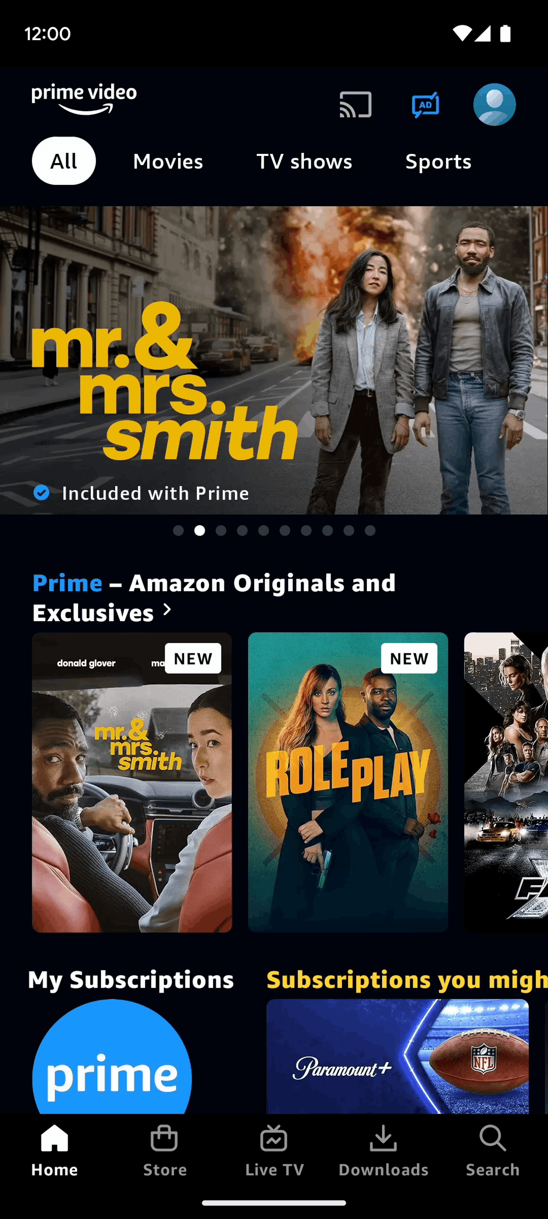 Prime Video Android Entertainment interface screenshot 2