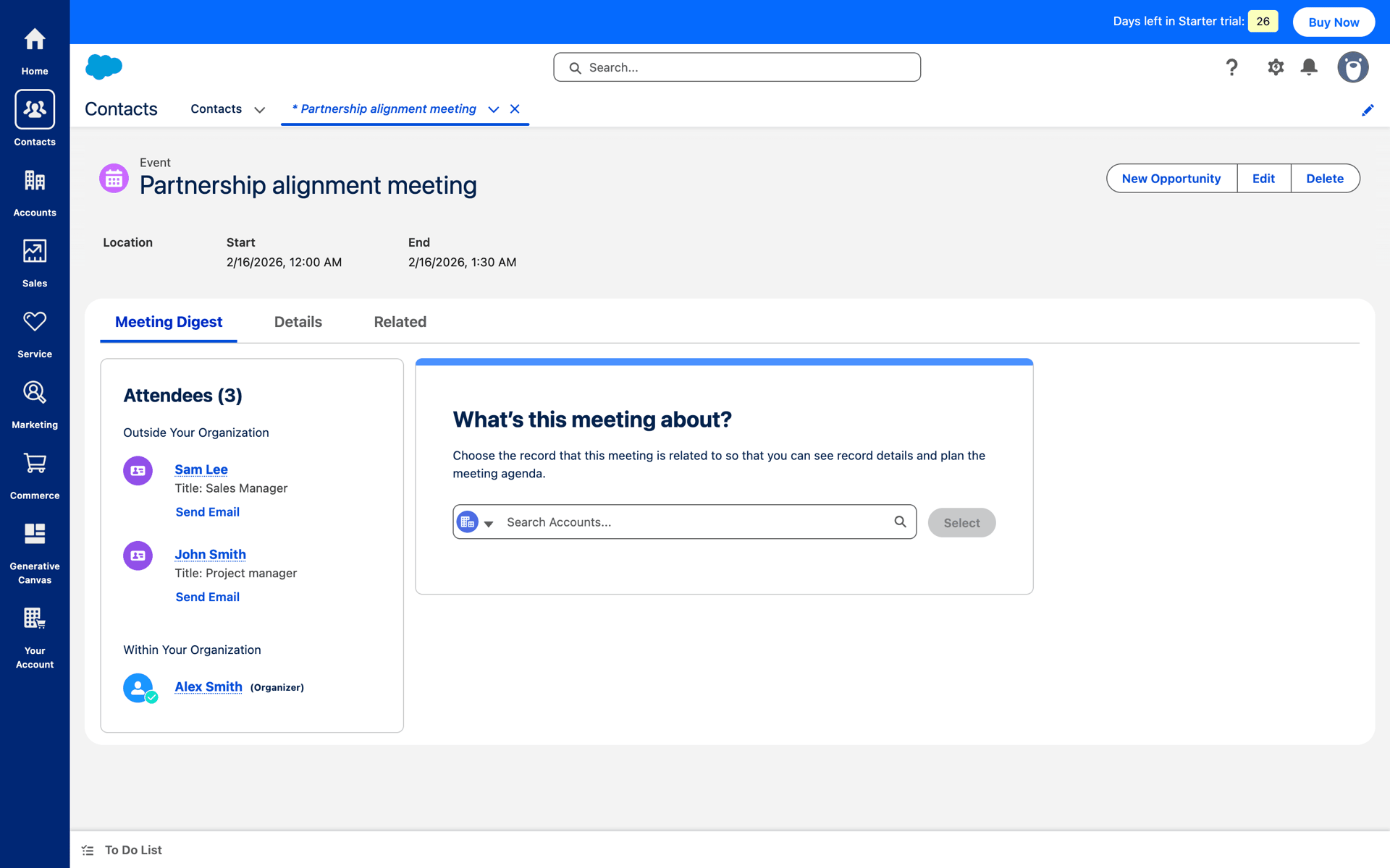 Salesforce Web Business interface screenshot 1