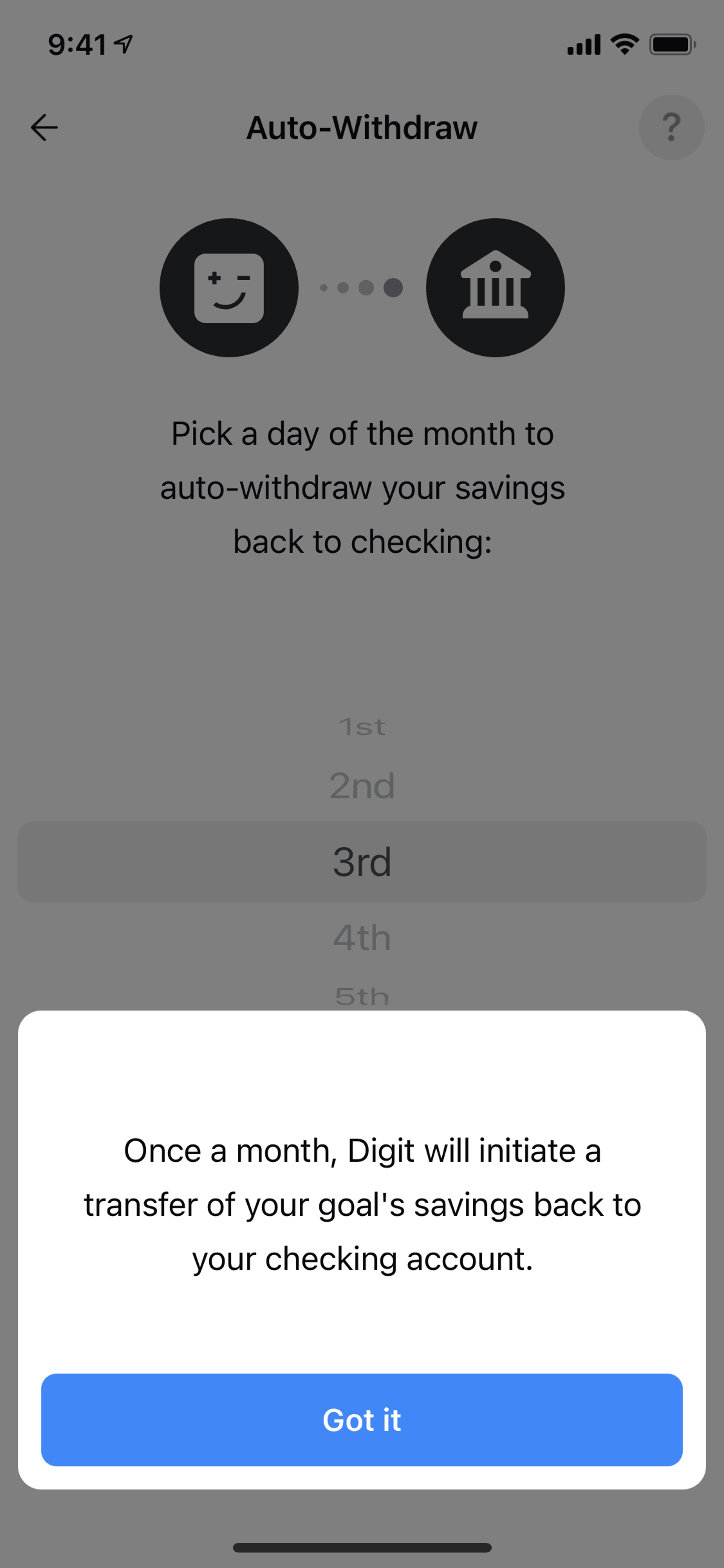 Digit iOS Finance interface screenshot 21