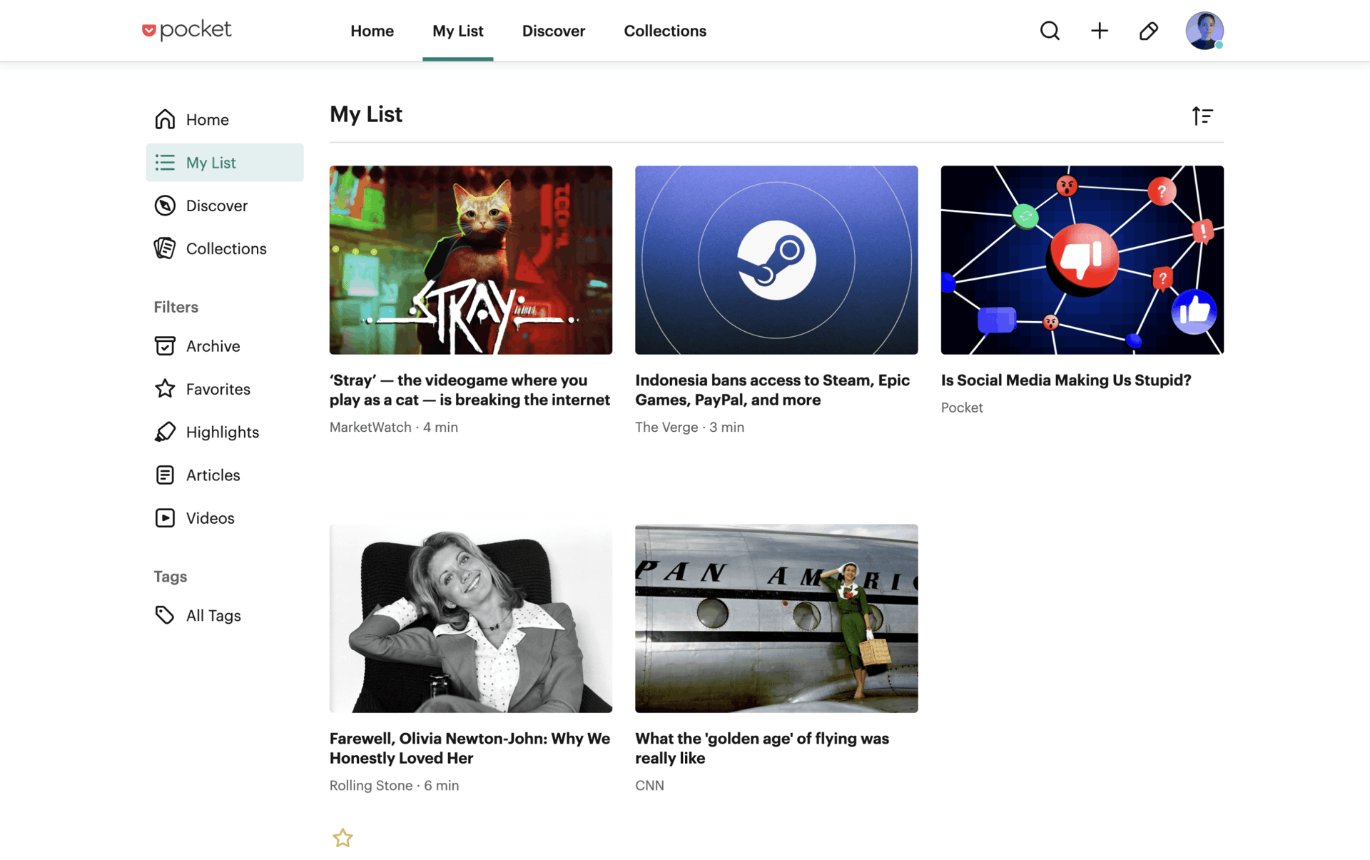 Pocket Web News interface screenshot 3