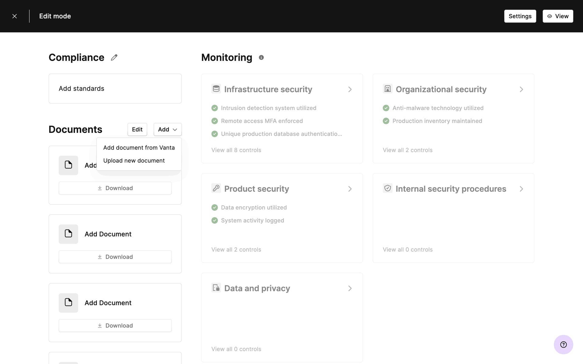 Vanta Web Business interface screenshot 18