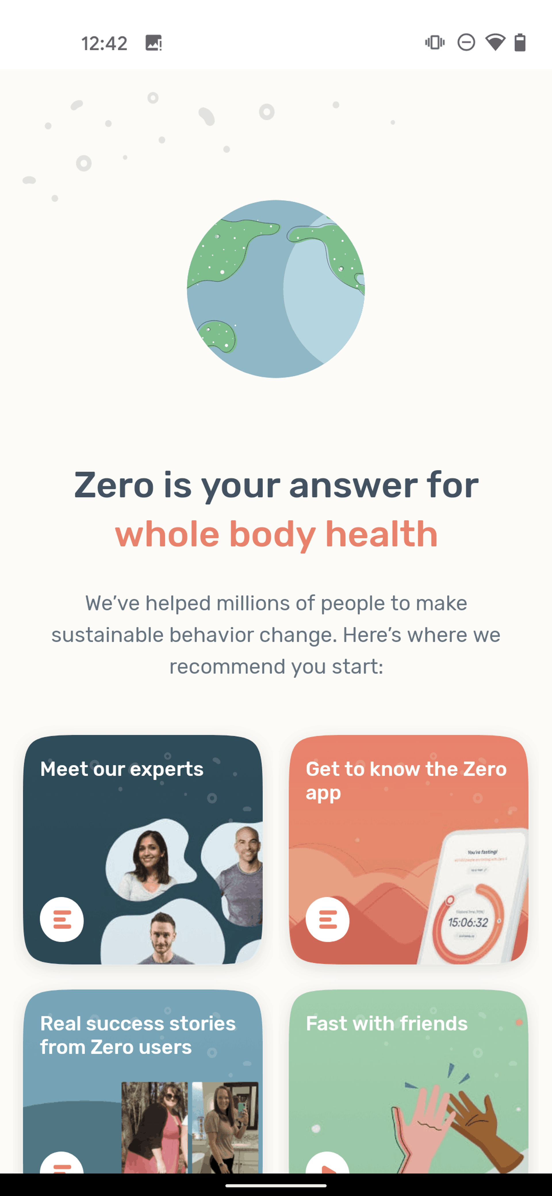 Zero Android Health & Fitness interface screenshot 16