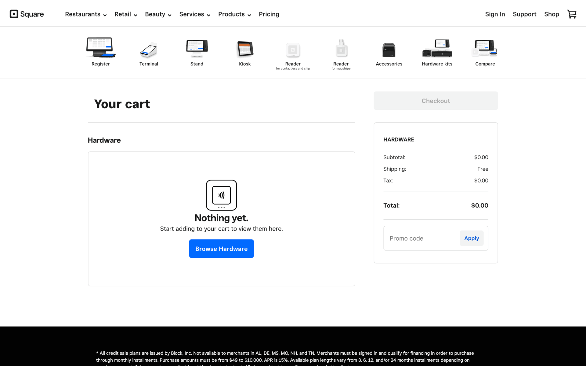 Square Web Finance interface screenshot 14