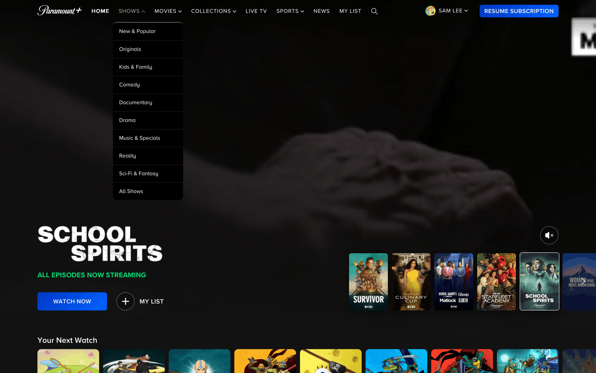 Paramount+ Web streaming interface screenshot 18