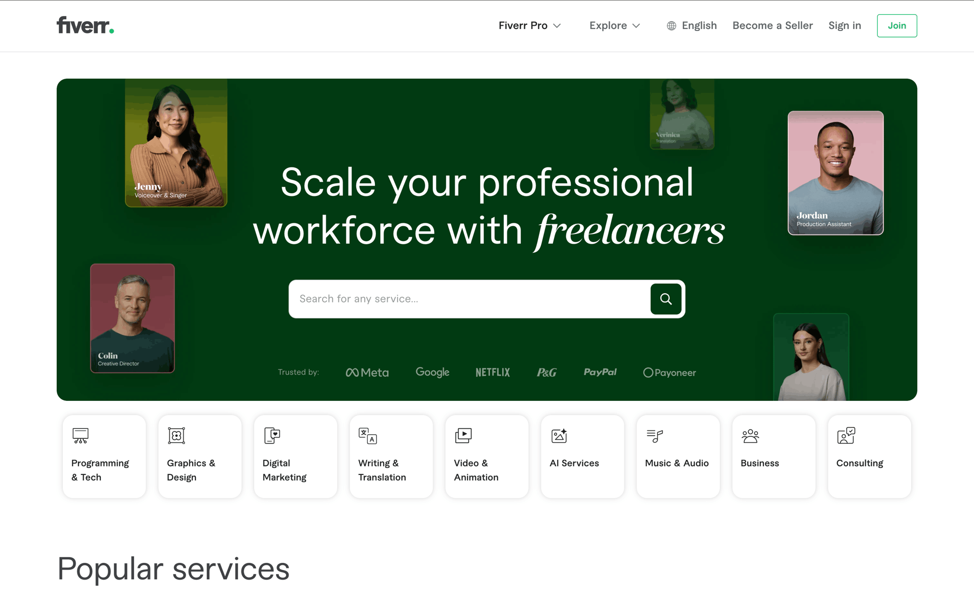 Fiverr Web Business interface screenshot 1