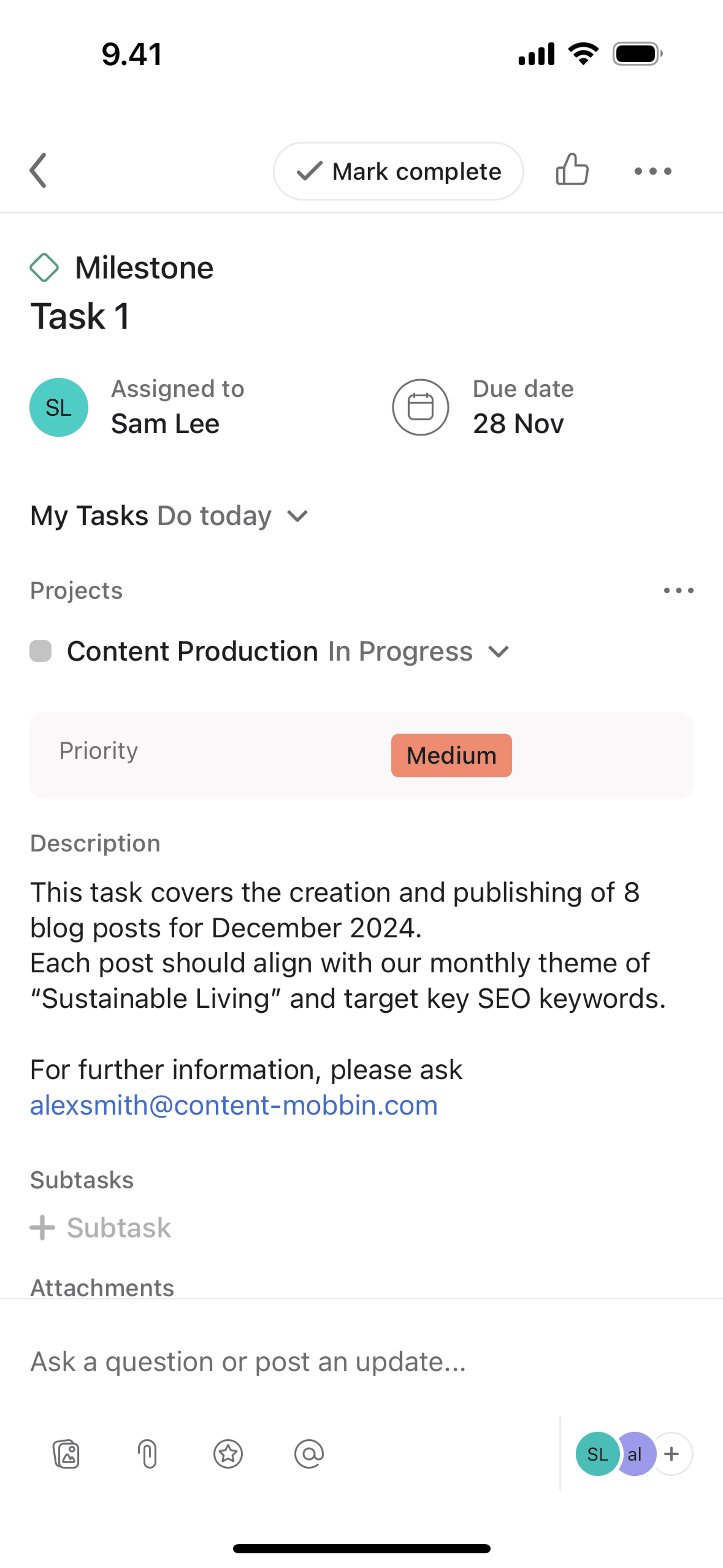 Asana iOS Business interface screenshot 21