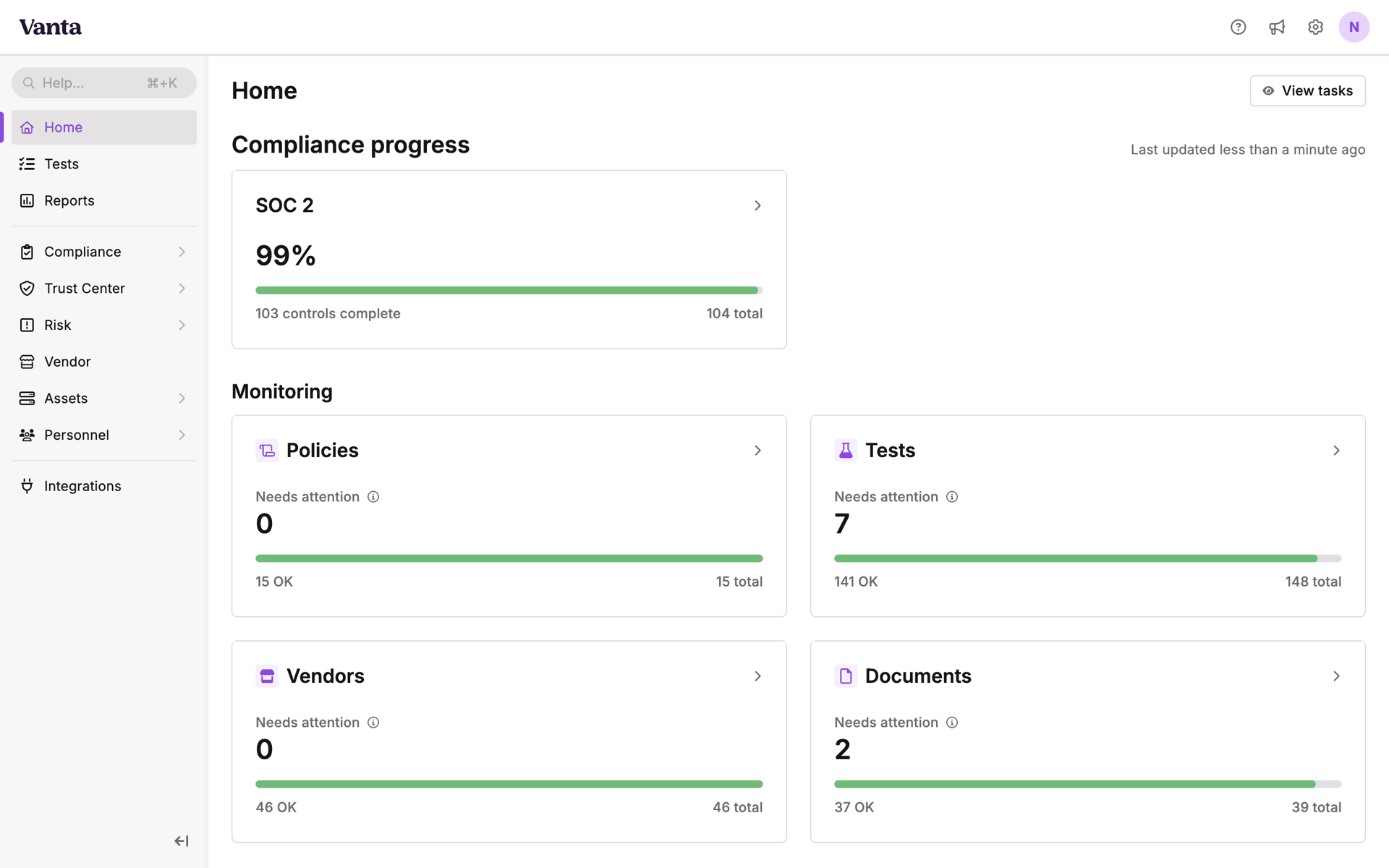 Vanta Web Business interface screenshot 5