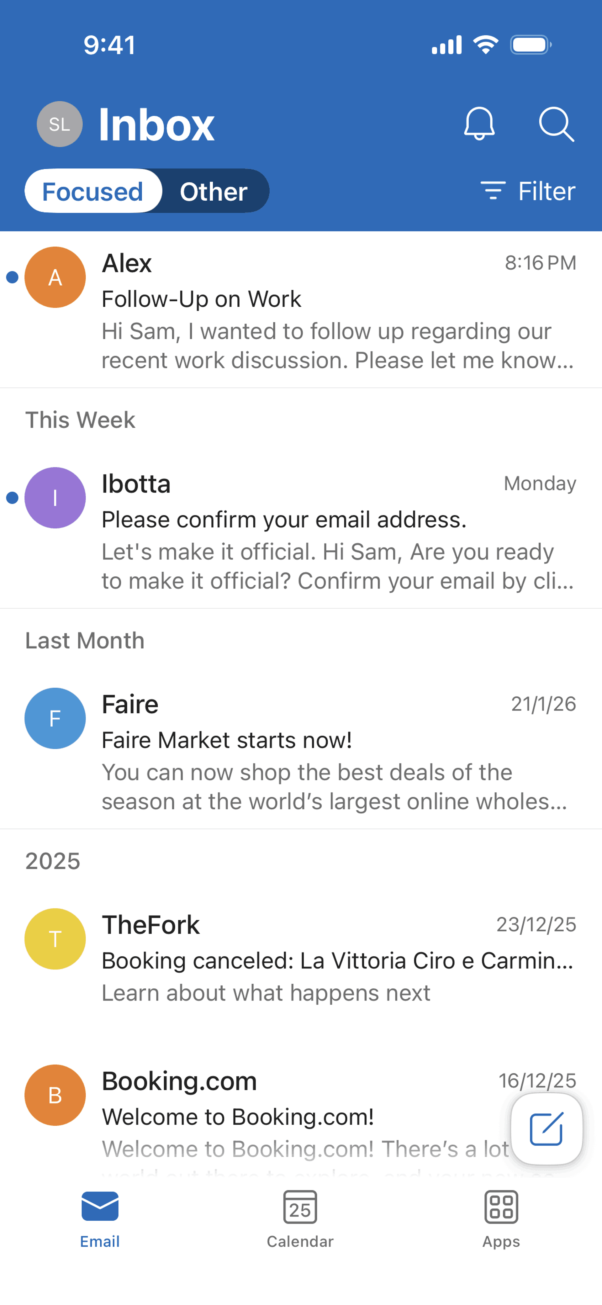 Microsoft Outlook iOS email interface screenshot 8