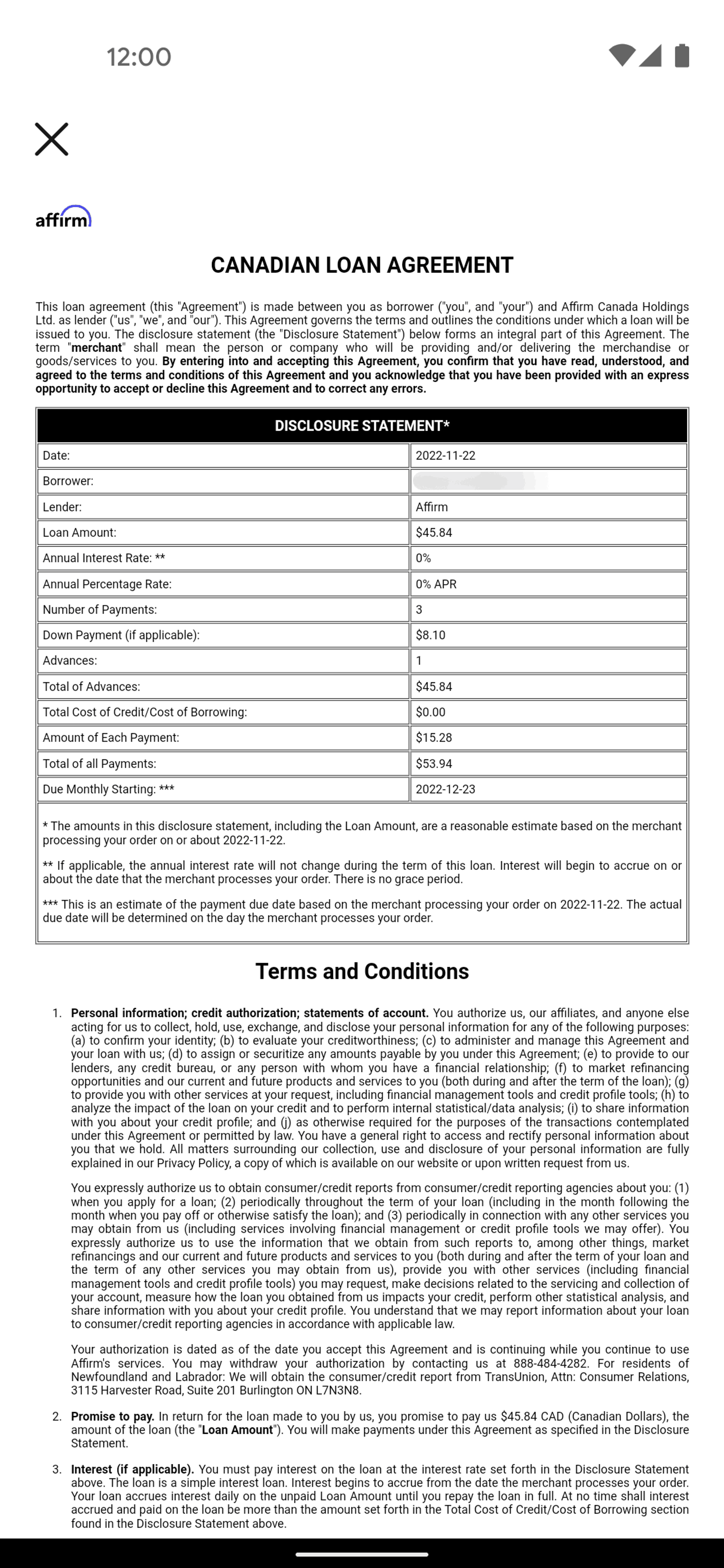 Affirm Android Finance interface screenshot 8