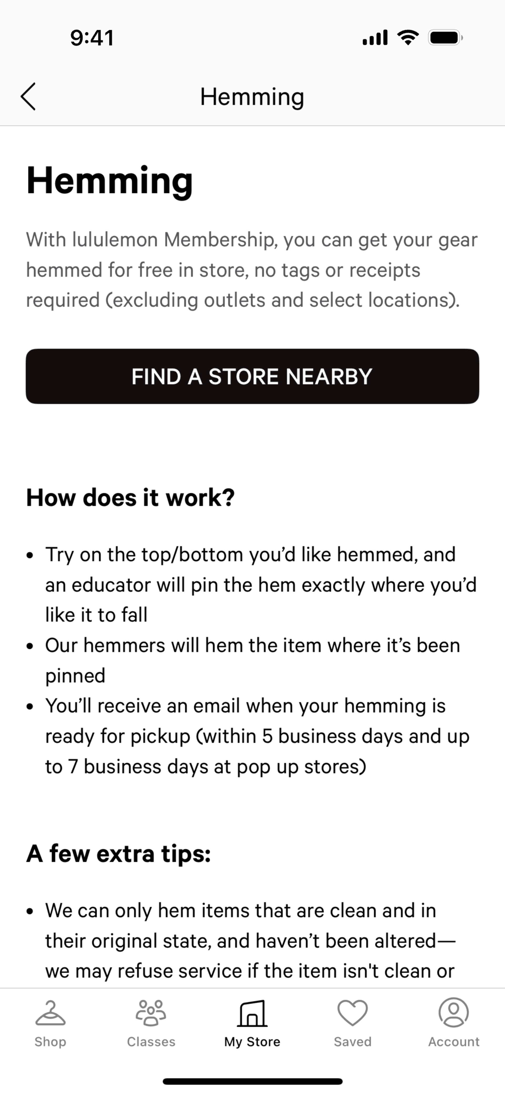 lululemon iOS Shopping interface screenshot 7