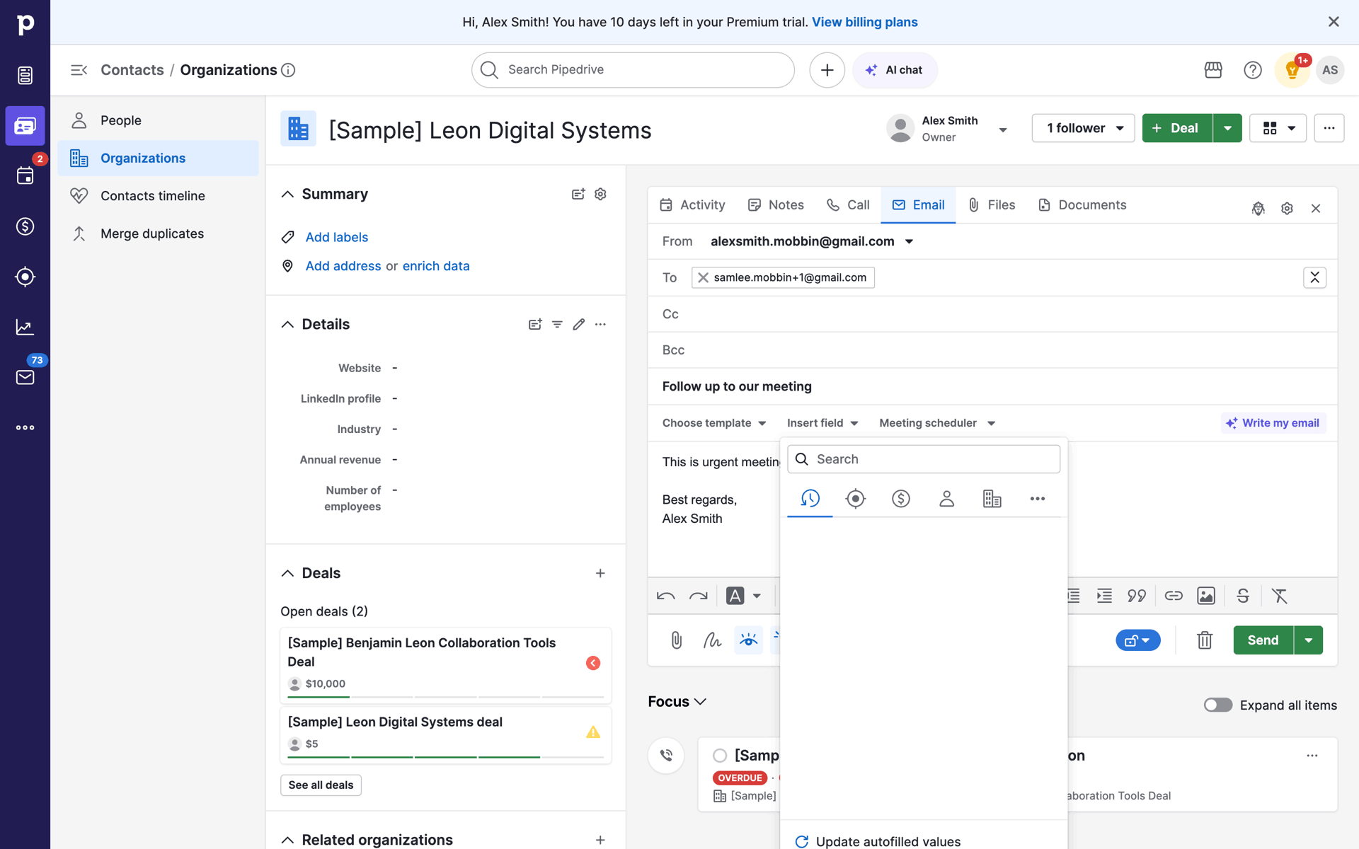 Pipedrive Web CRM interface screenshot 22