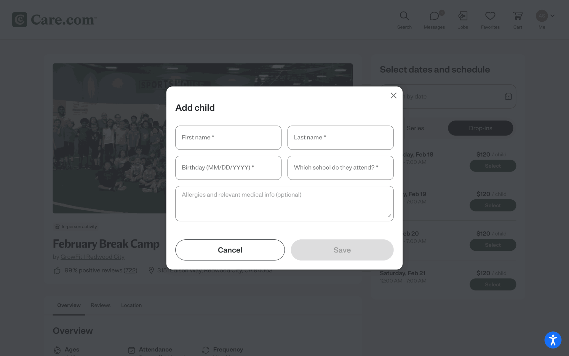 Care.com Web Lifestyle interface screenshot 9