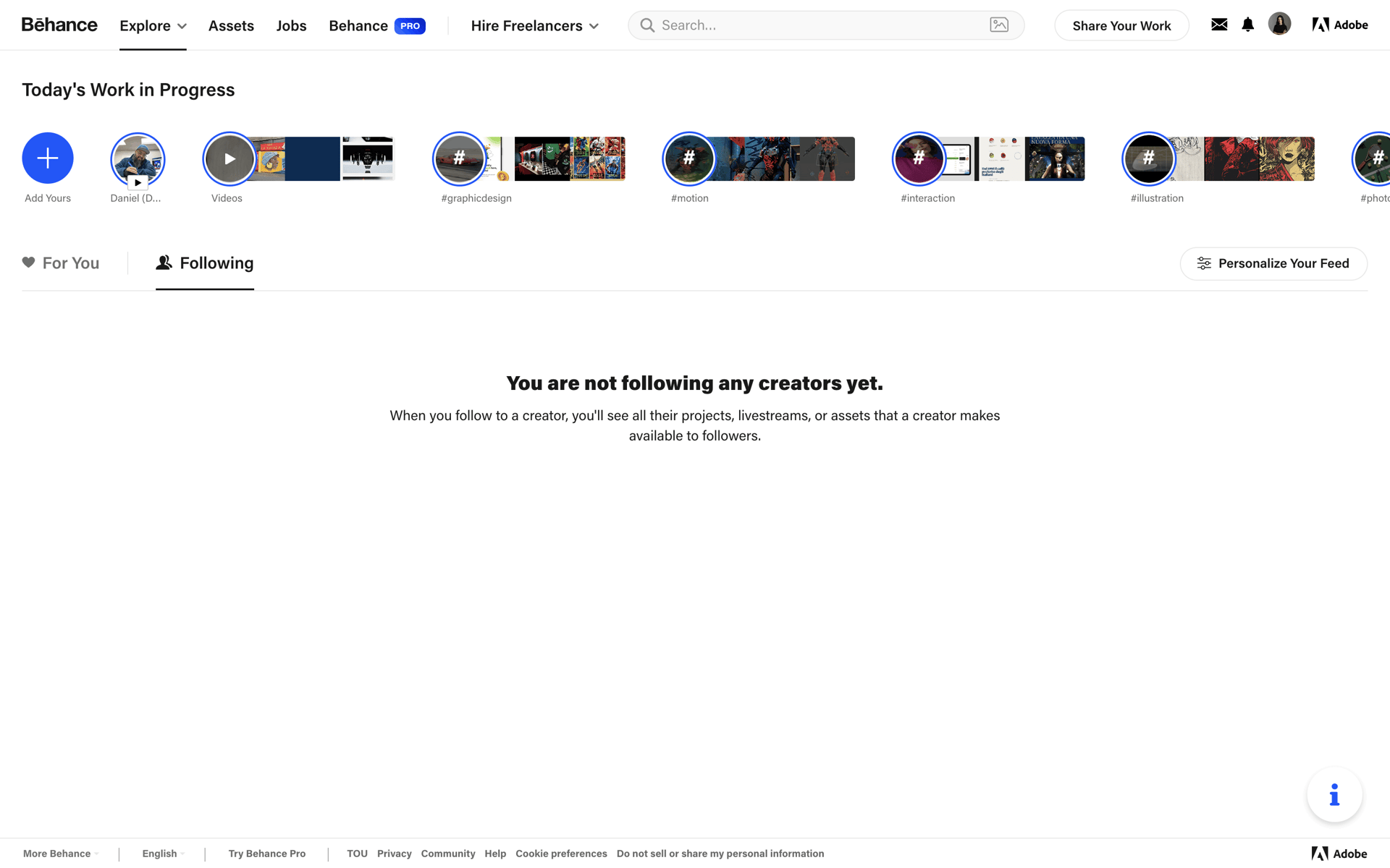 Behance Web Photo & Video interface screenshot 18