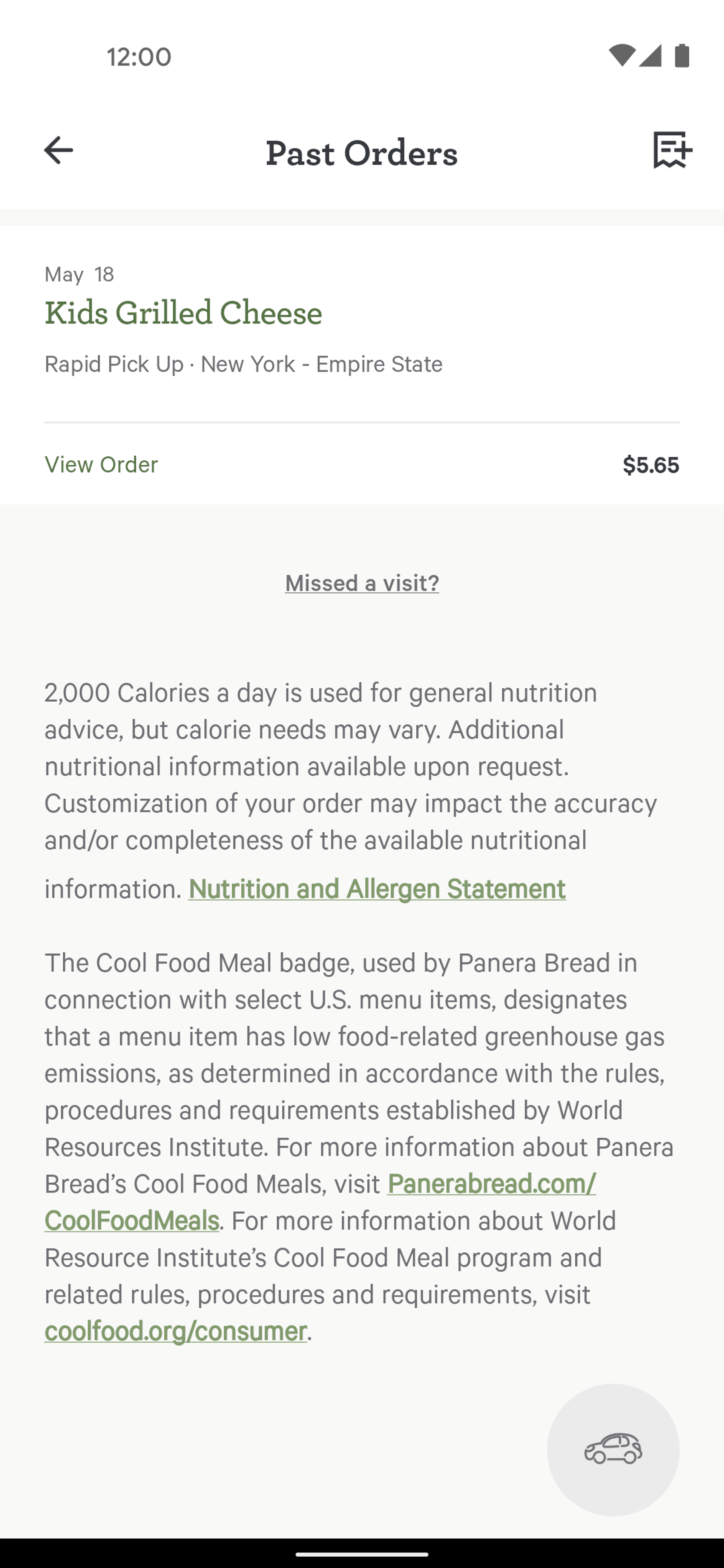 Panera Bread Android Food & Drink interface screenshot 21
