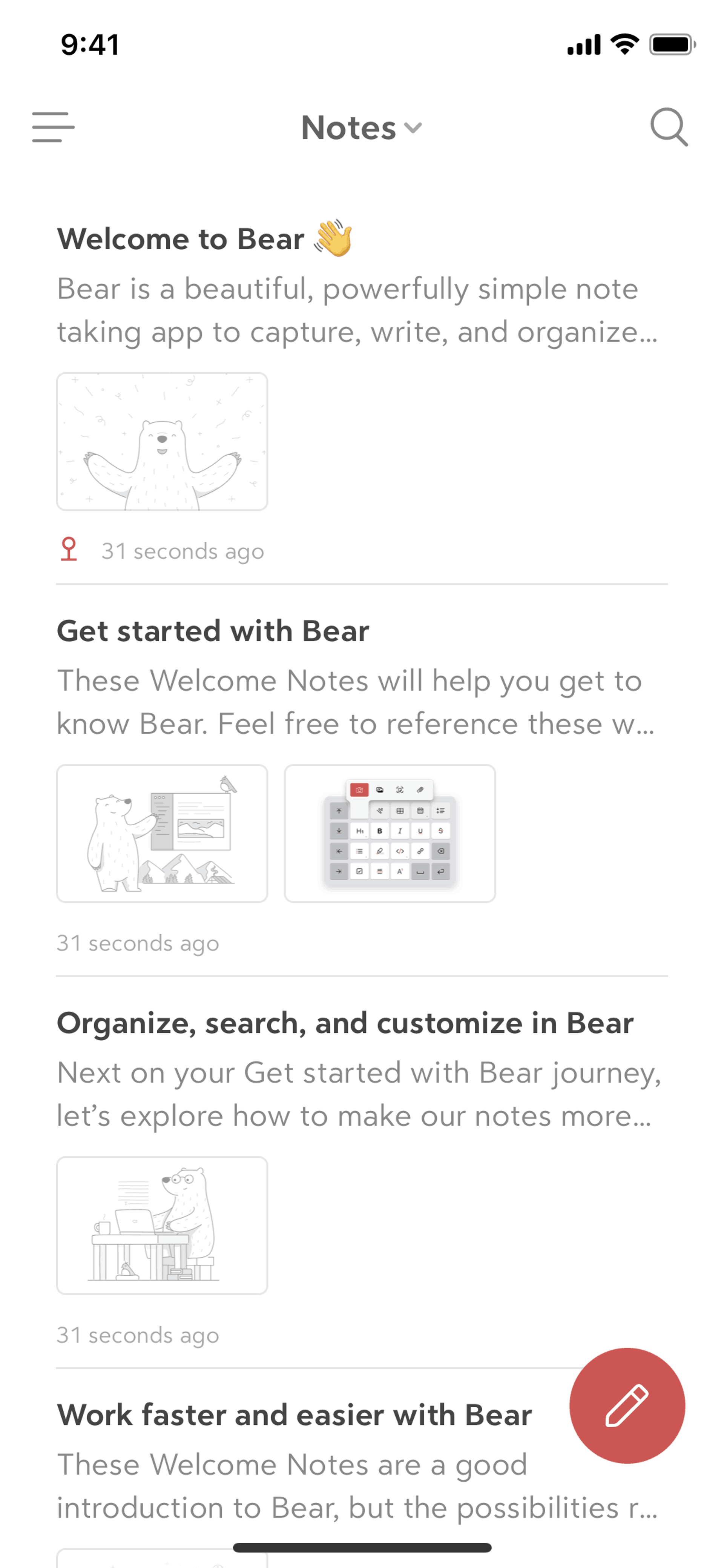 Bear iOS Productivity interface screenshot 9