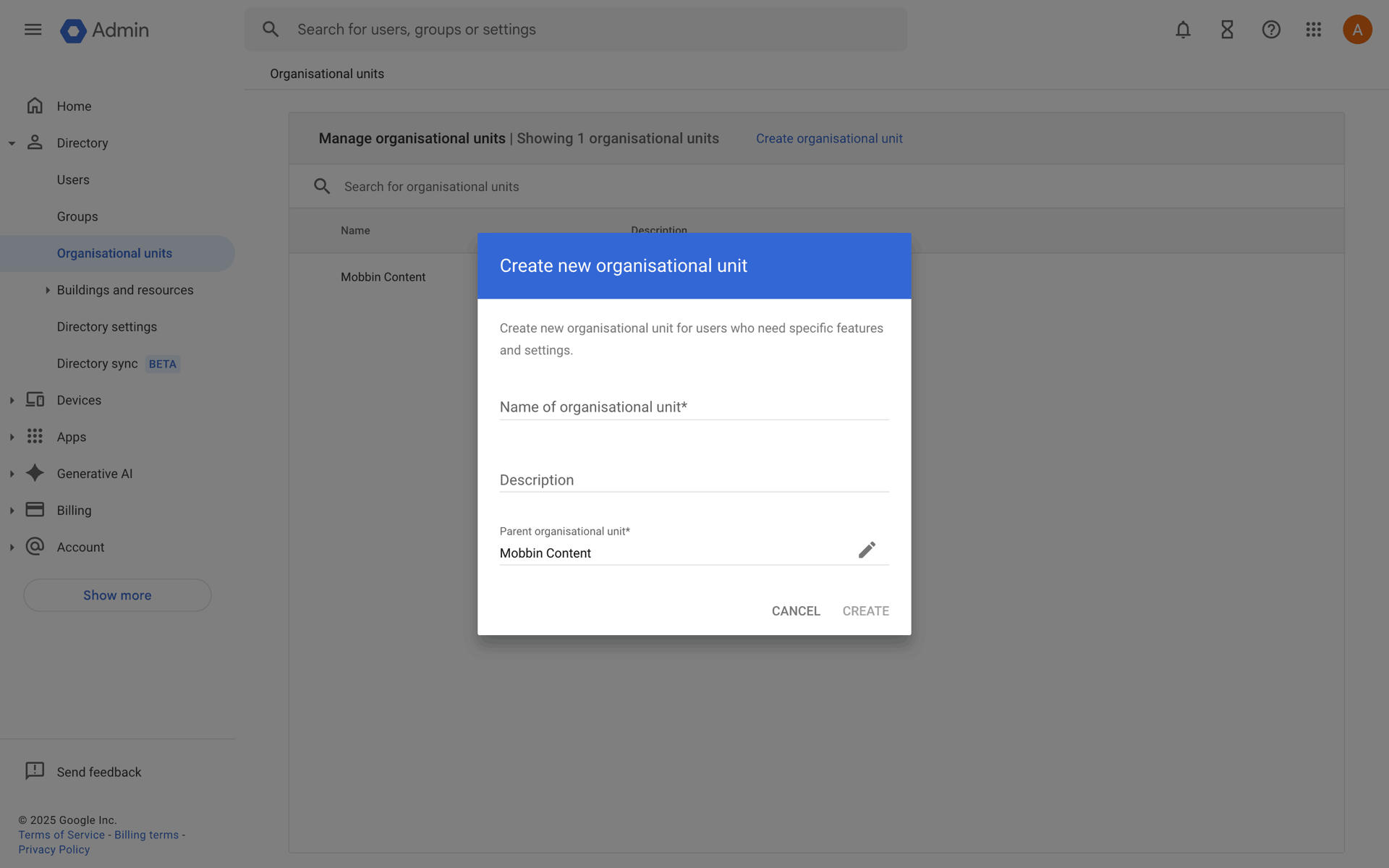 Google Workspace Web Business interface screenshot 14