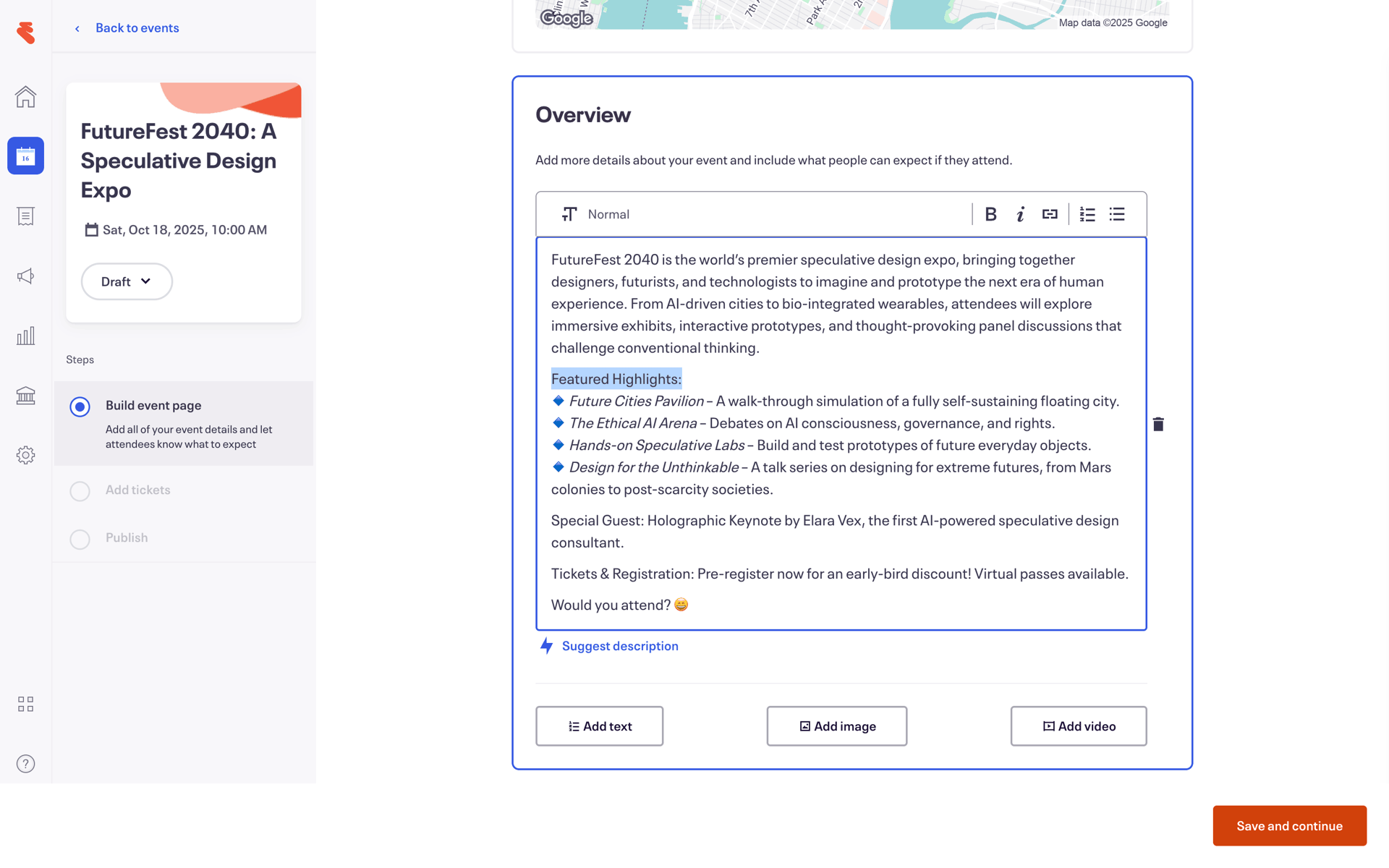 Eventbrite Web Entertainment interface screenshot 14