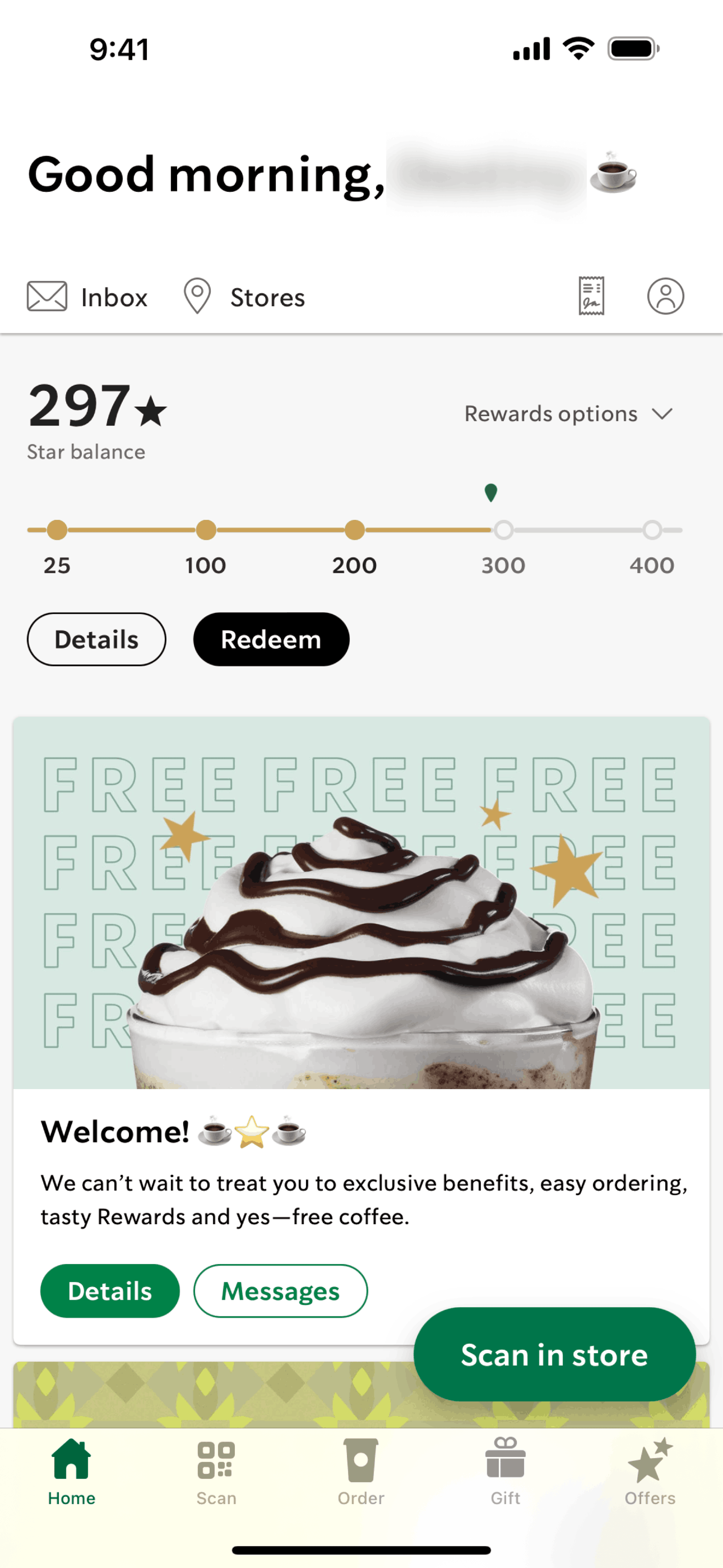 Starbucks iOS Food & Drink interface screenshot 2