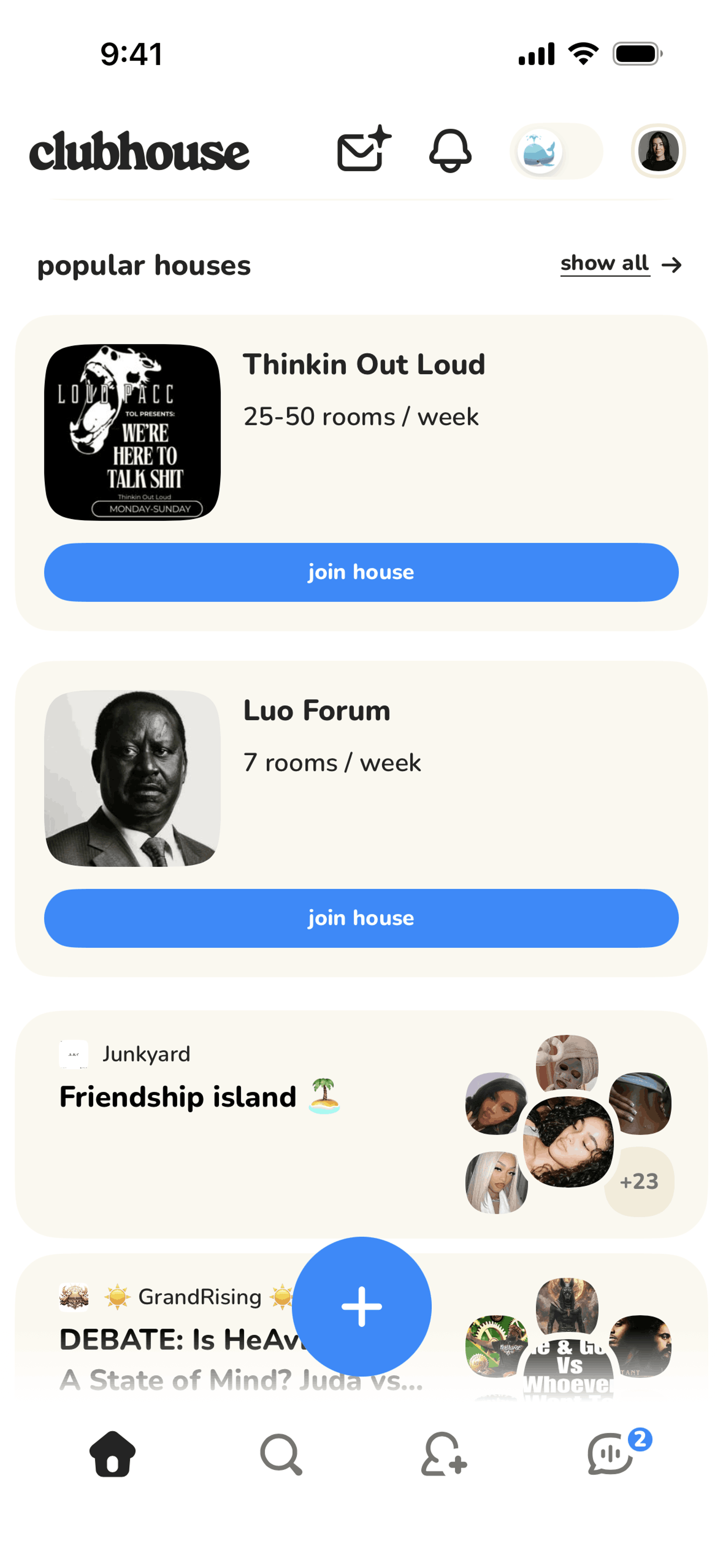 Clubhouse iOS Social Networking interface screenshot 22