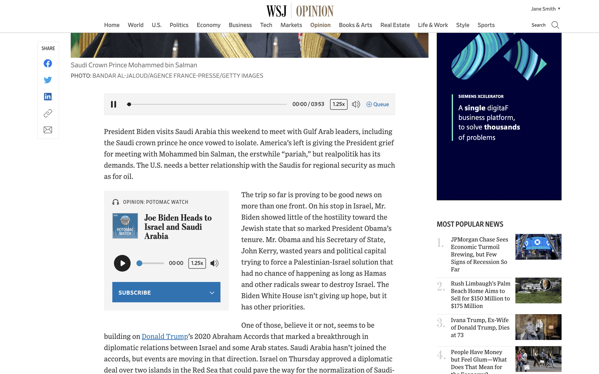 WSJ Web News interface screenshot 15