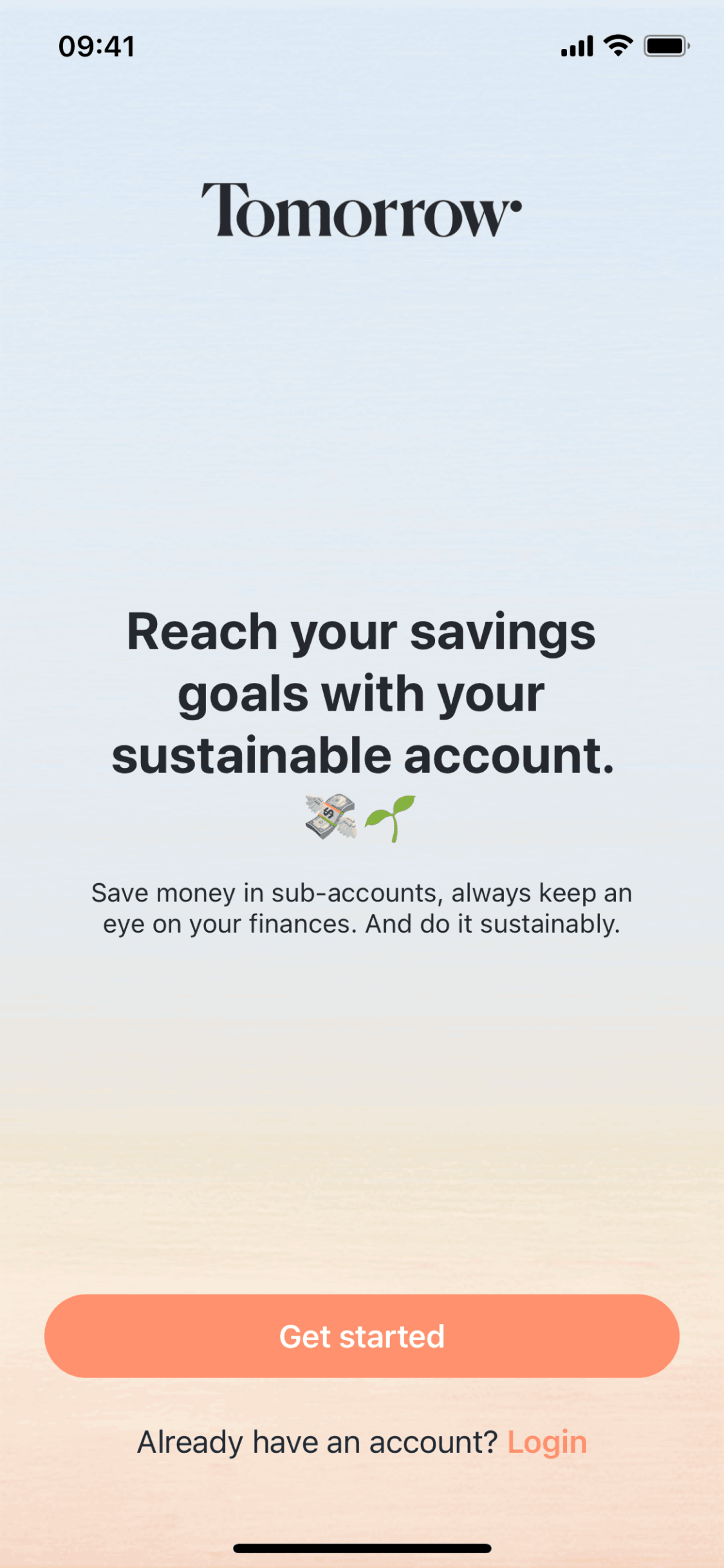 Tomorrow iOS Finance interface screenshot 1