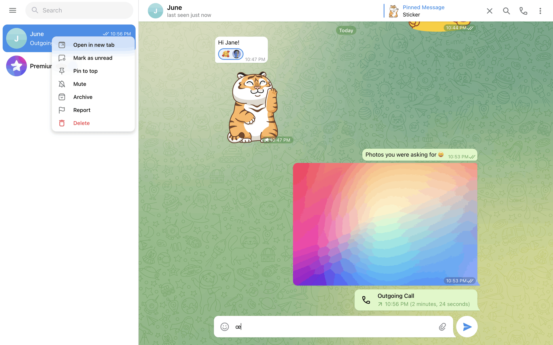 Telegram Web Social Networking interface screenshot 10