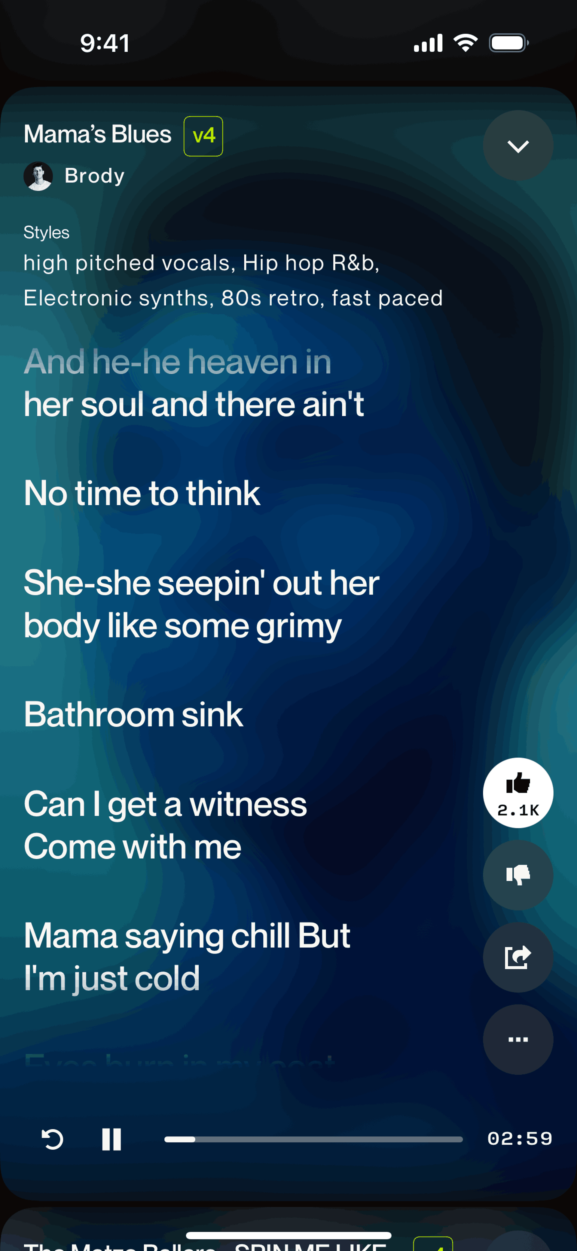 Suno iOS AI interface screenshot 19