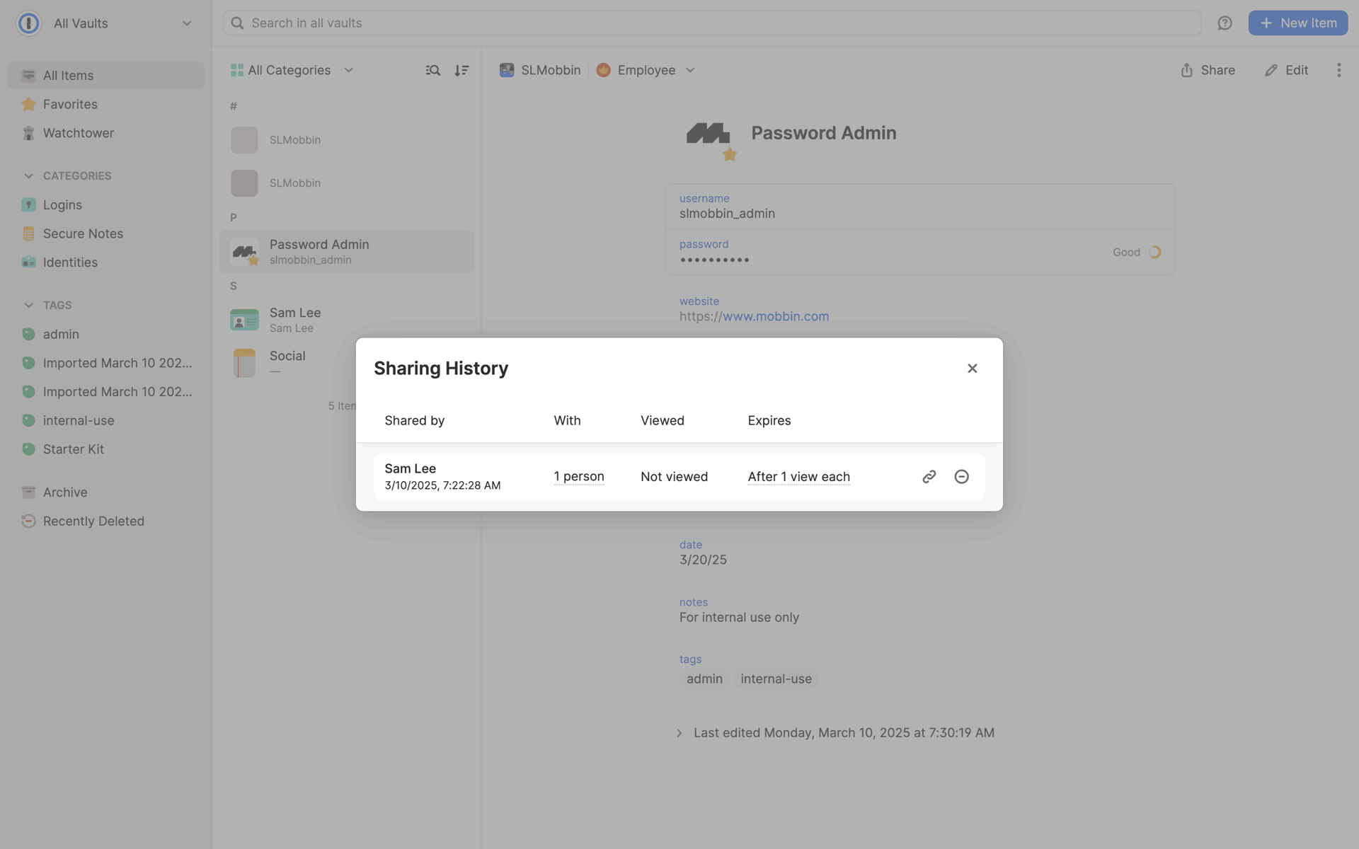 1Password Web Productivity interface screenshot 14