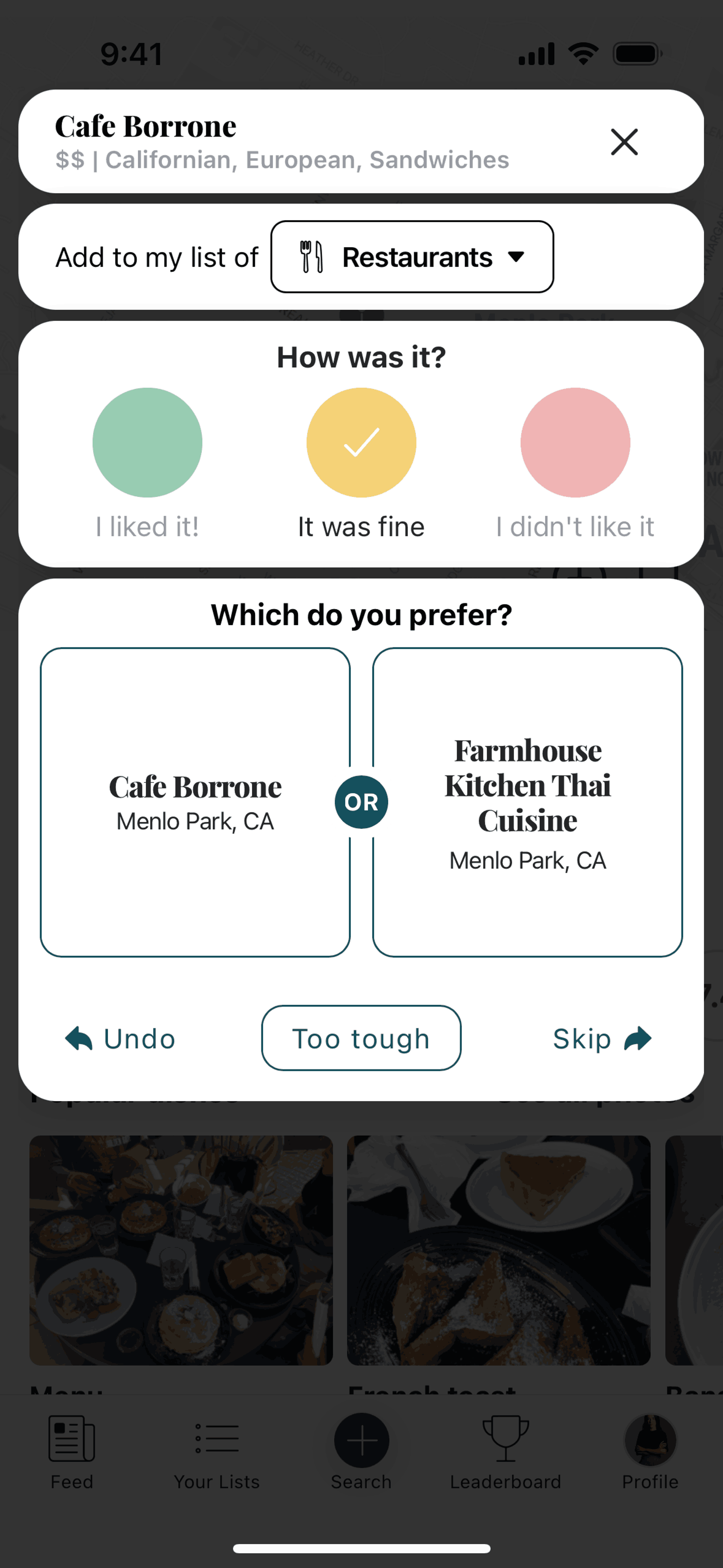 Beli iOS Food & Drink interface screenshot 14