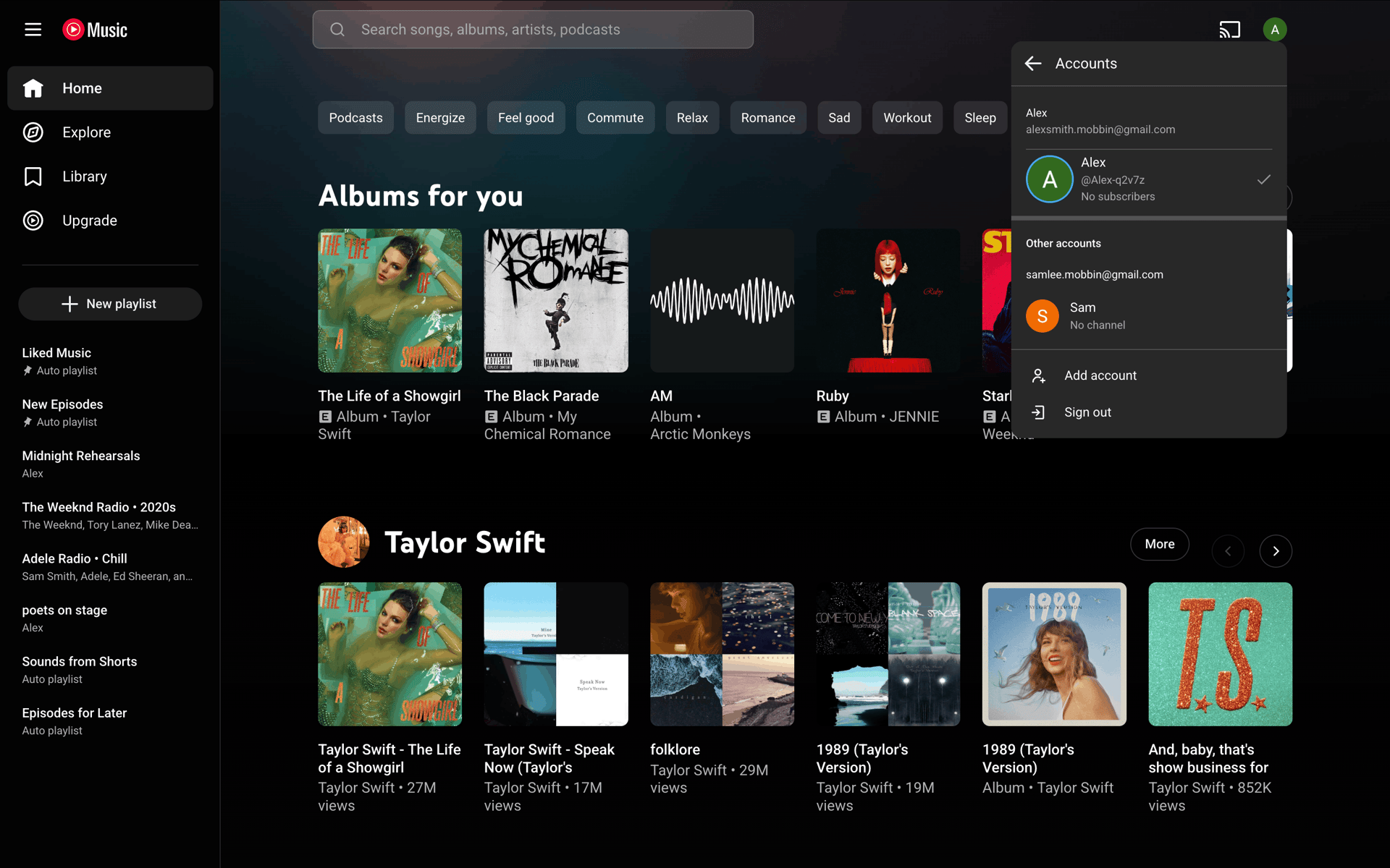 YouTube Music Web Music & Audio interface screenshot 10