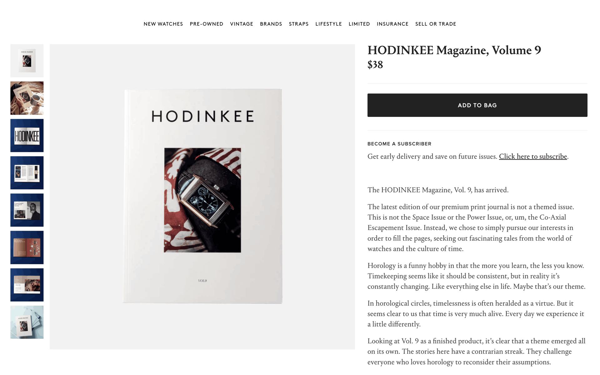 HODINKEE Web Lifestyle interface screenshot 2