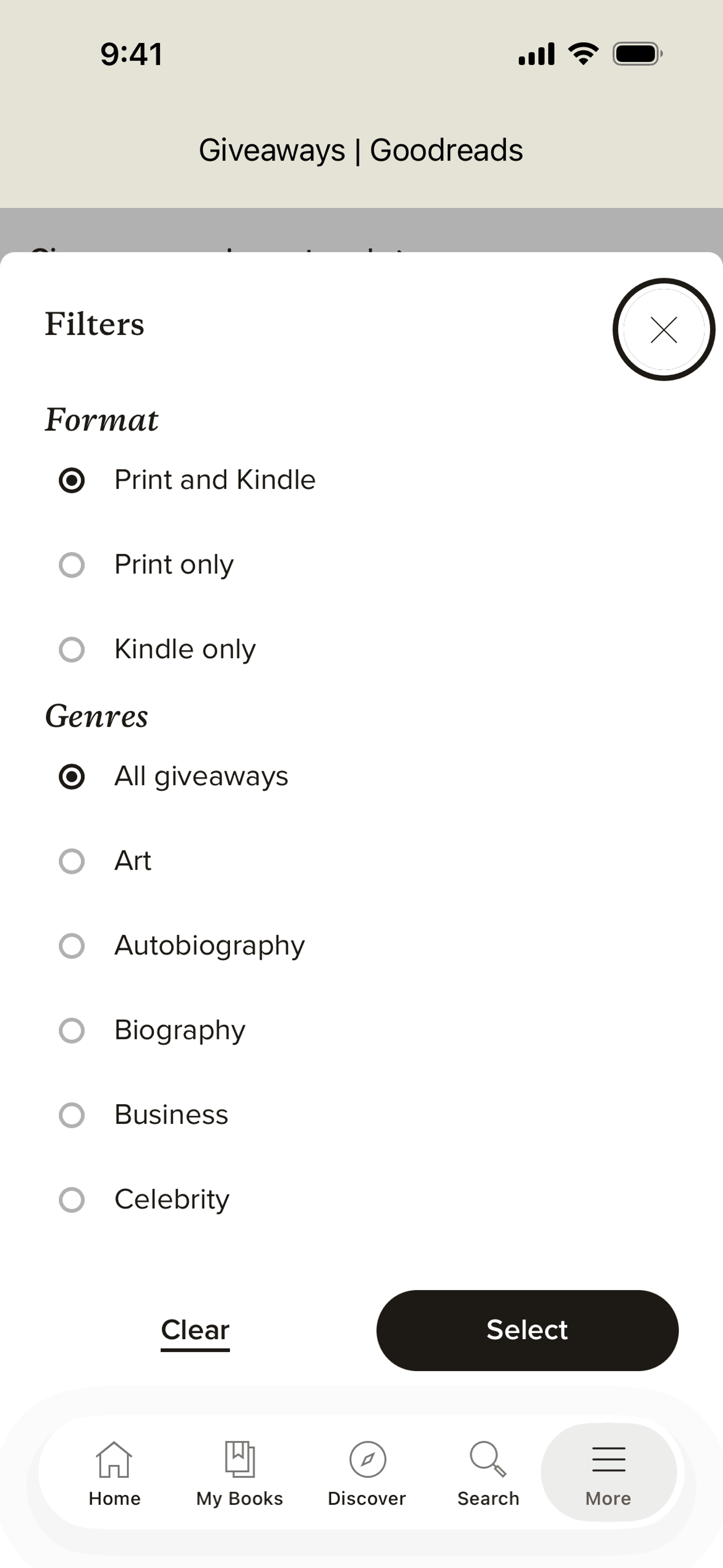 Goodreads iOS Education interface screenshot 11