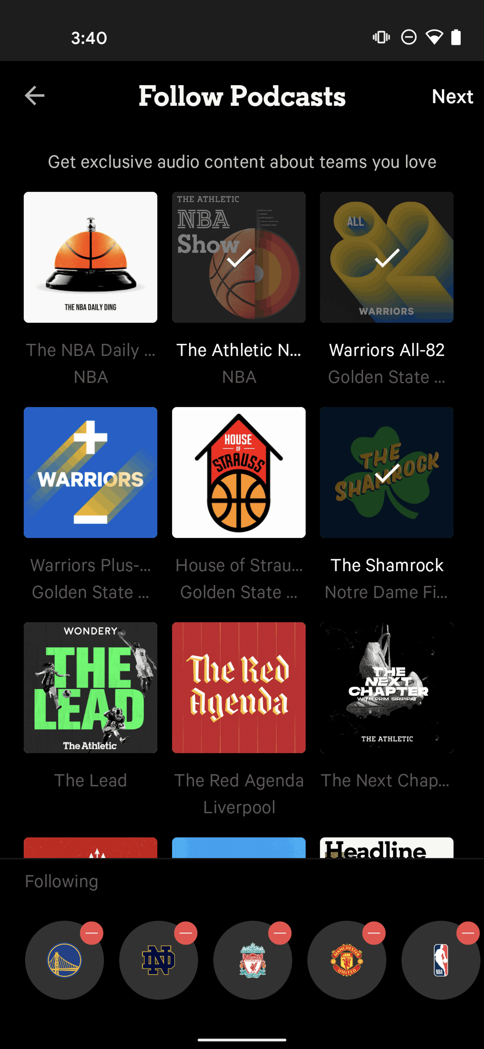 The Athletic Android Sports interface screenshot 9