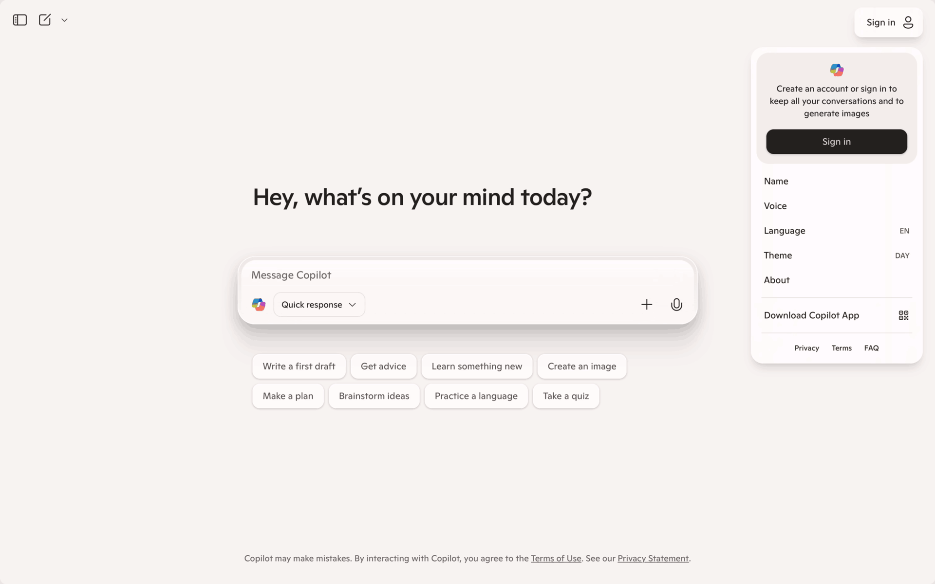 Microsoft Copilot Web AI interface screenshot 3