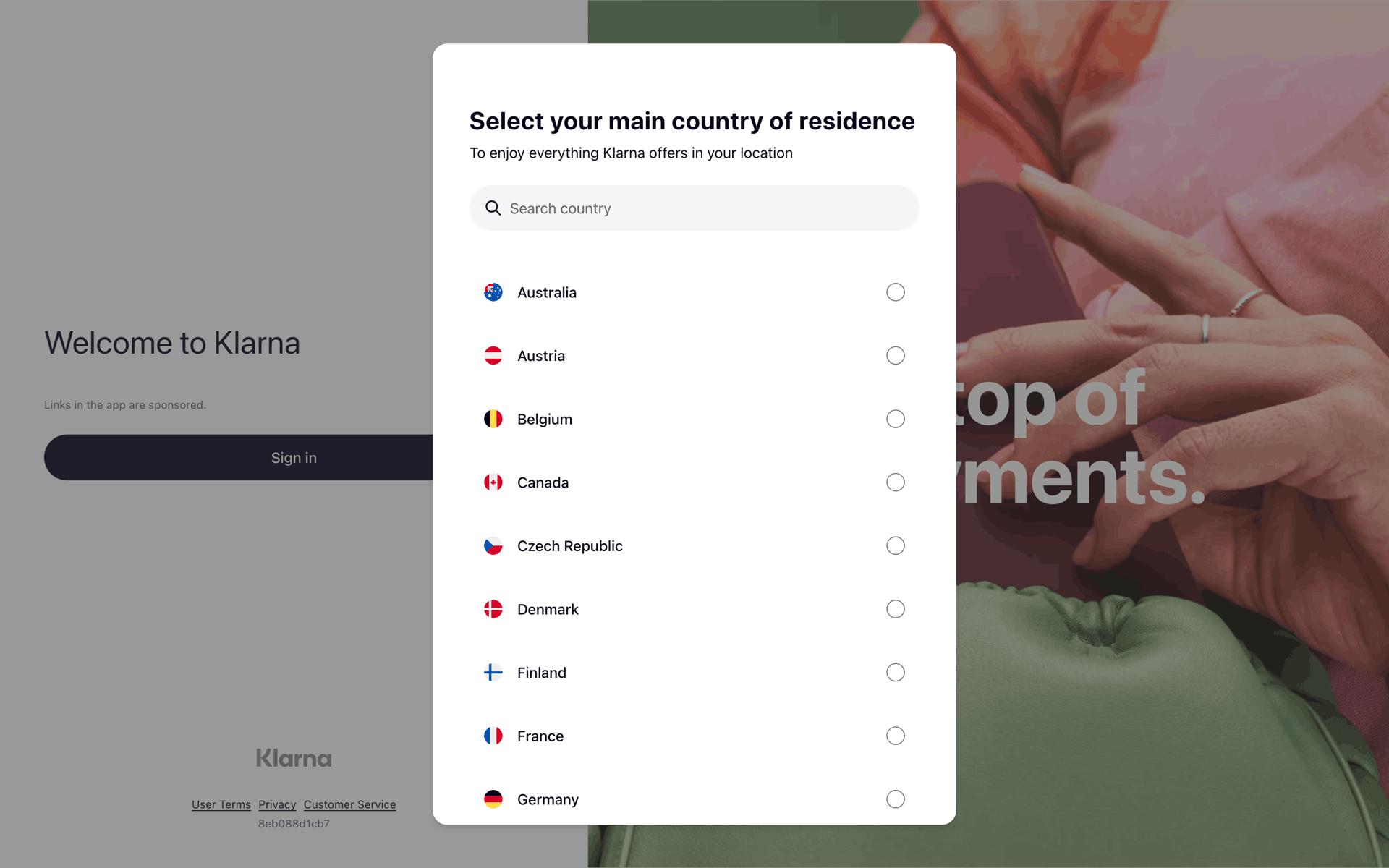 Klarna Web Finance interface screenshot 2
