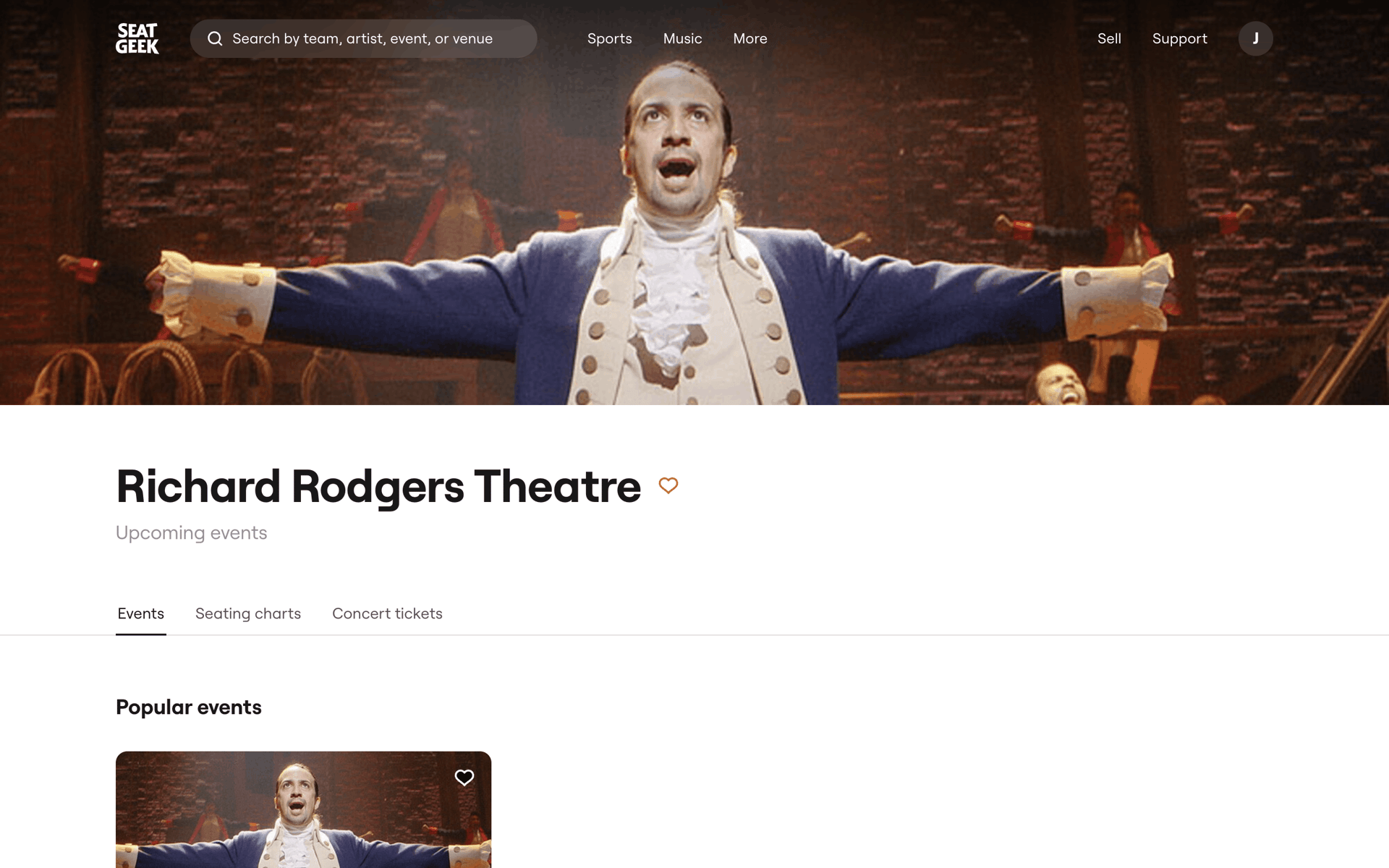 SeatGeek Web Entertainment interface screenshot 3