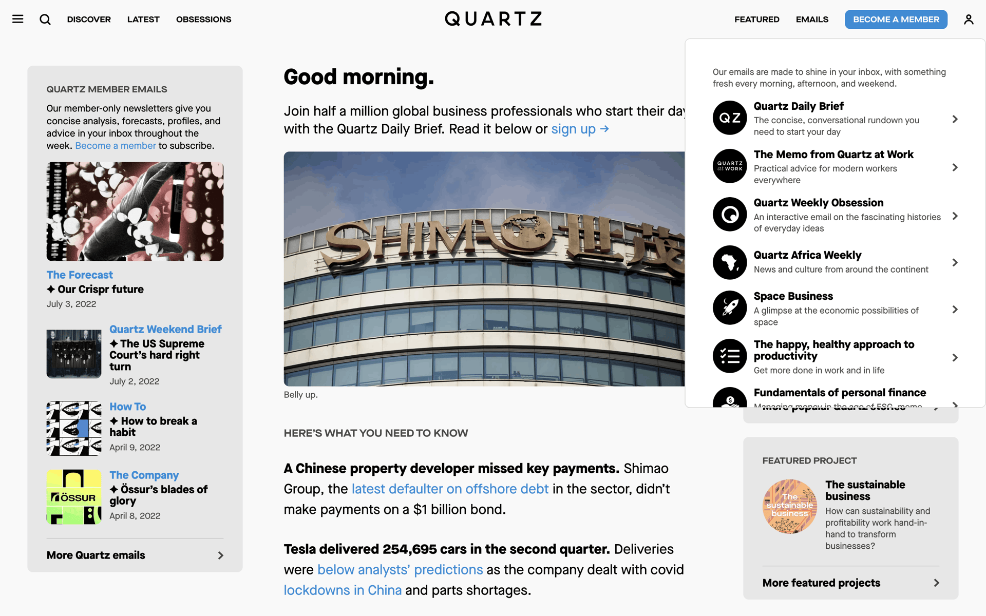 Quartz Web News interface screenshot 3
