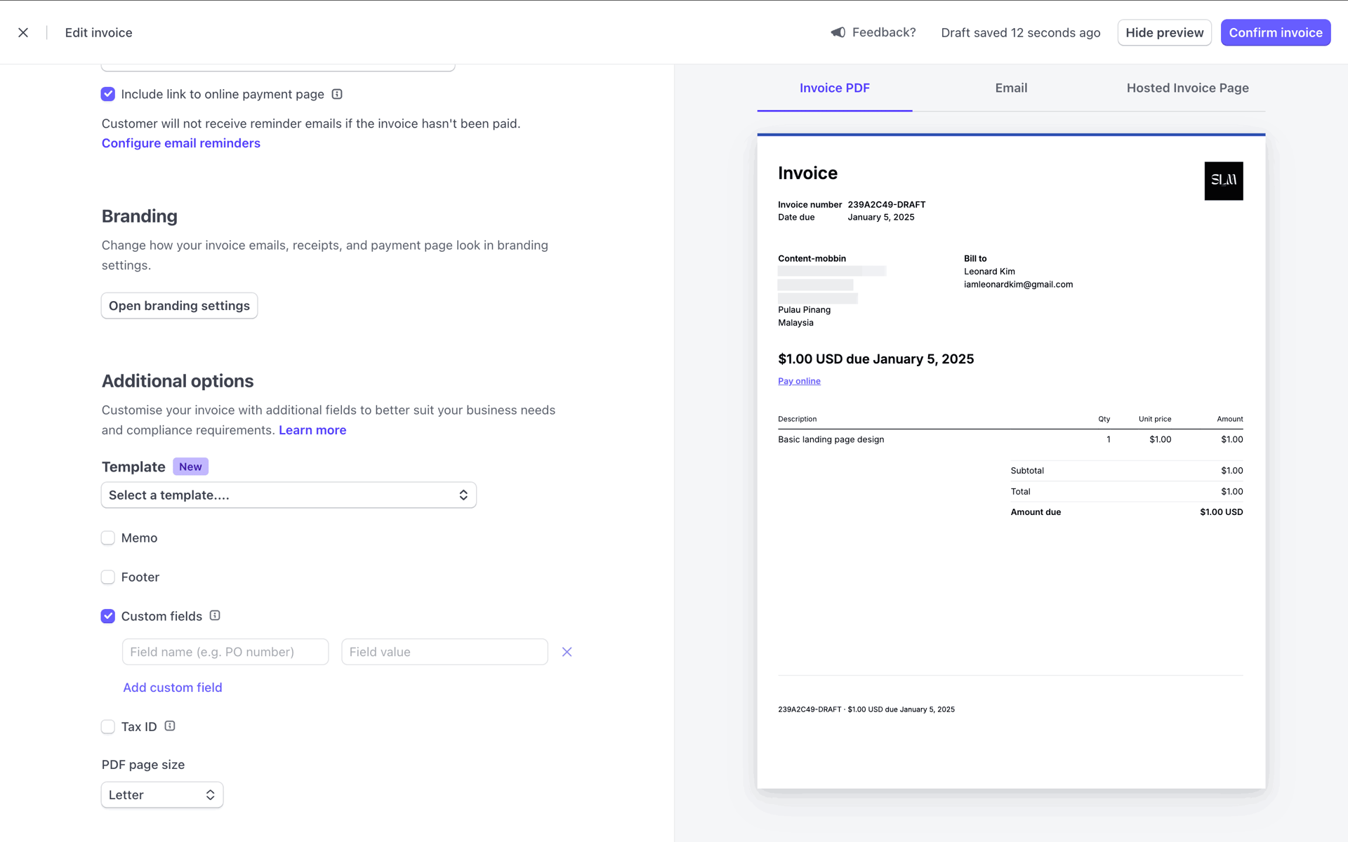 Stripe Web Business interface screenshot 6