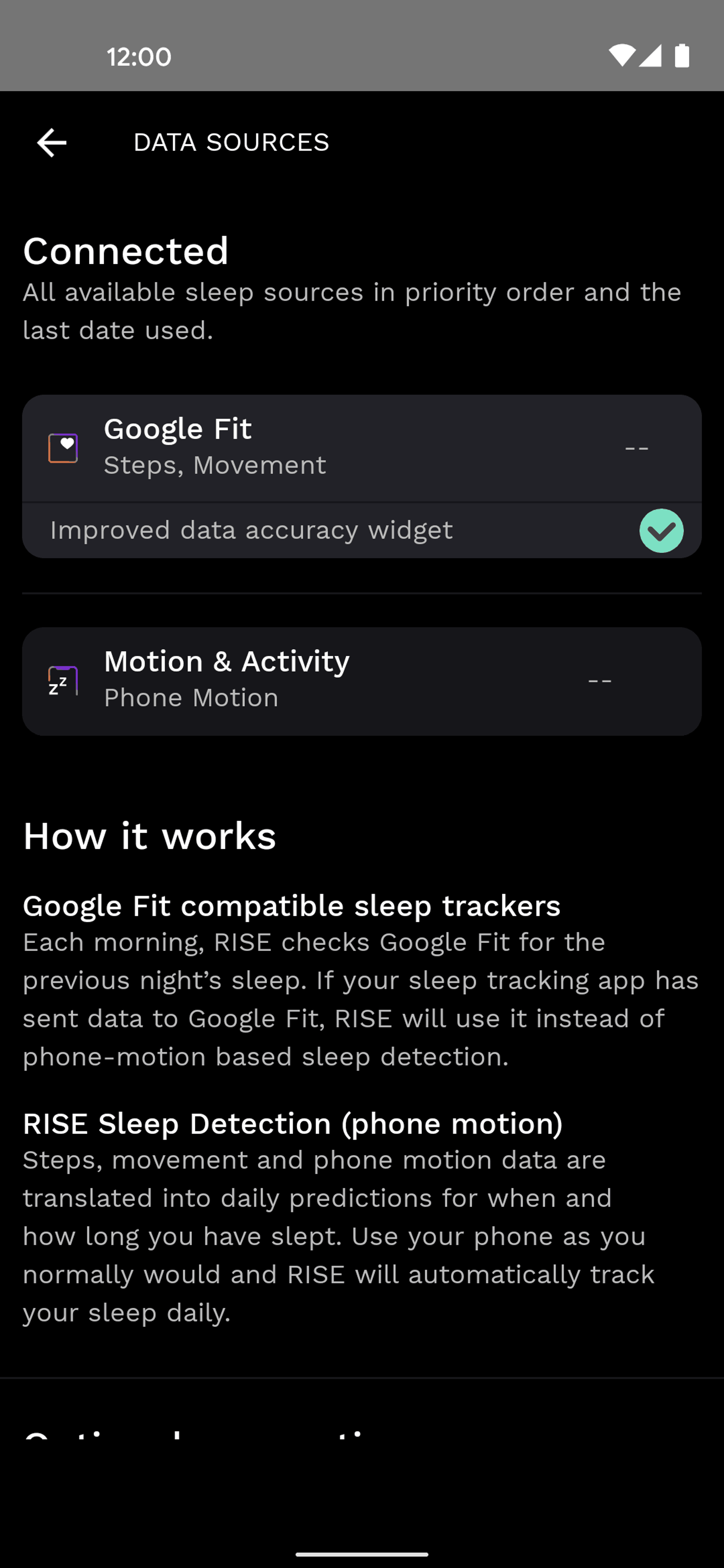 Rise Android Health & Fitness interface screenshot 12