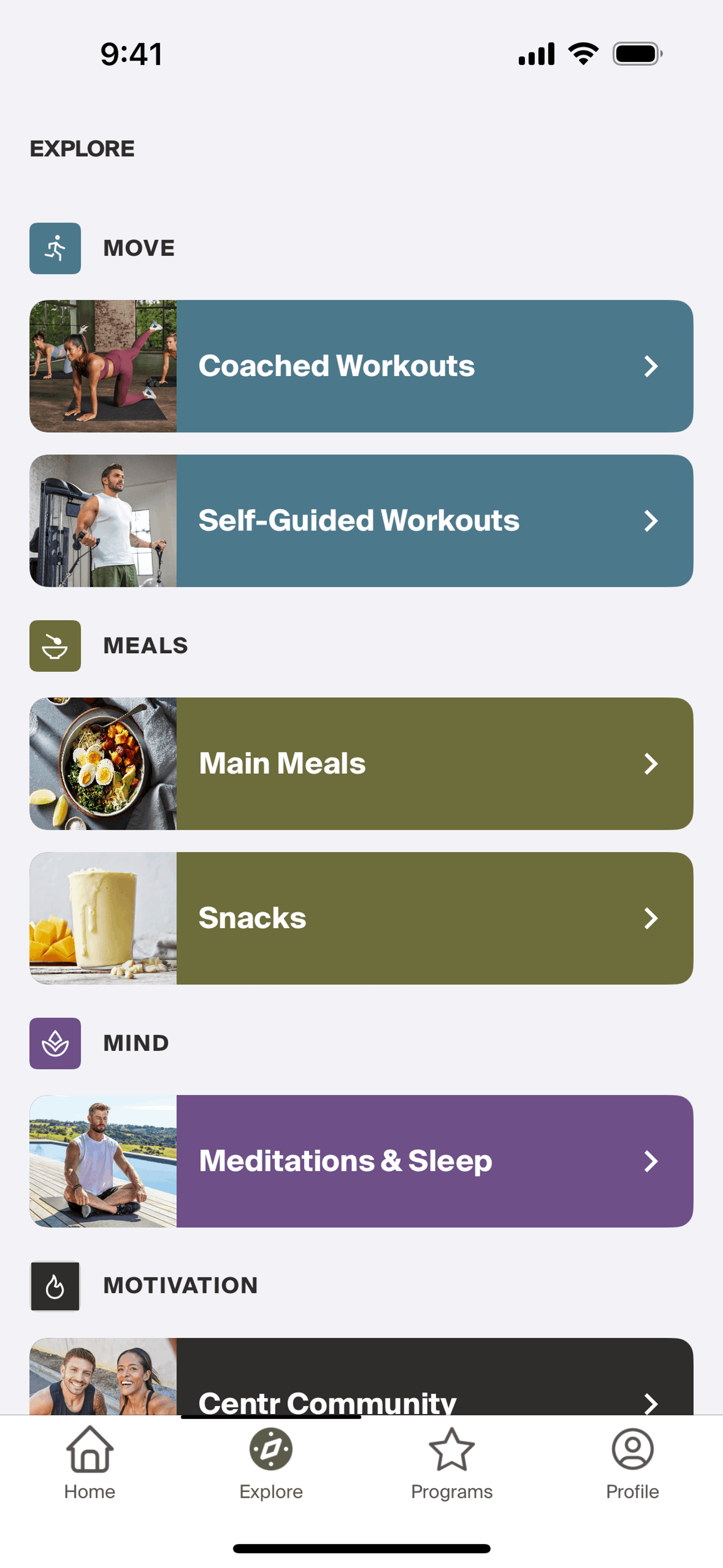 Centr iOS Health & Fitness interface screenshot 9