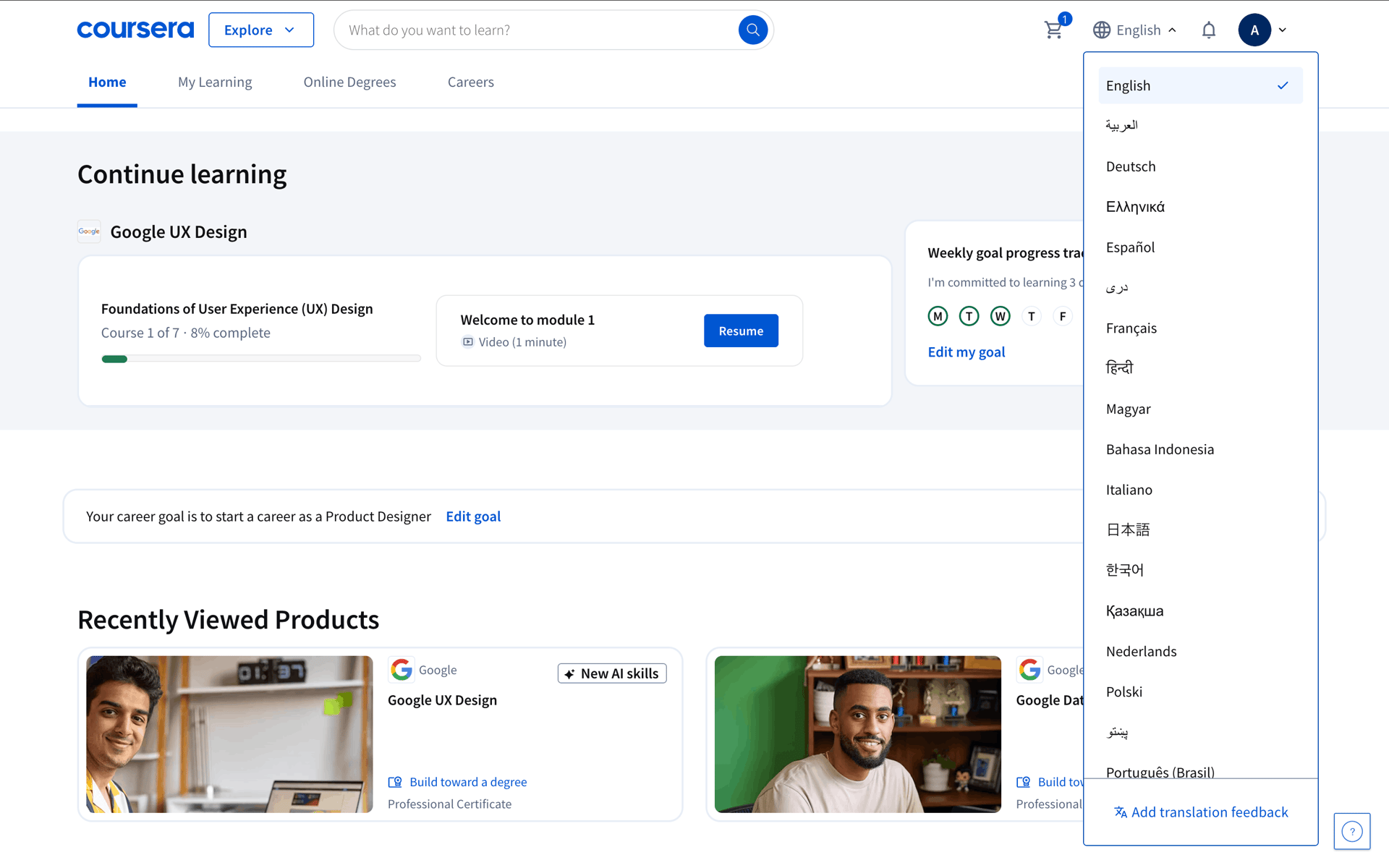 Coursera Web Education interface screenshot 12