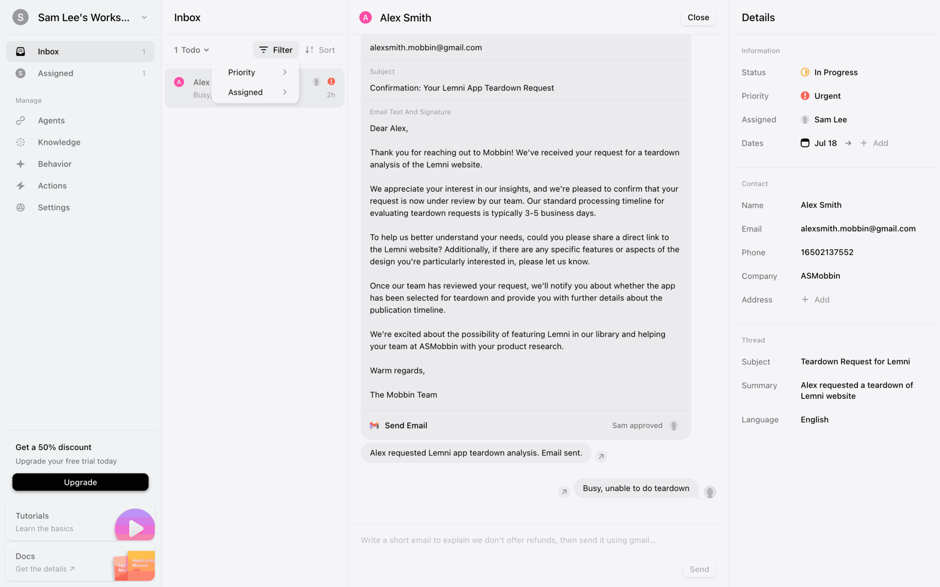 Lemni Web Business interface screenshot 10