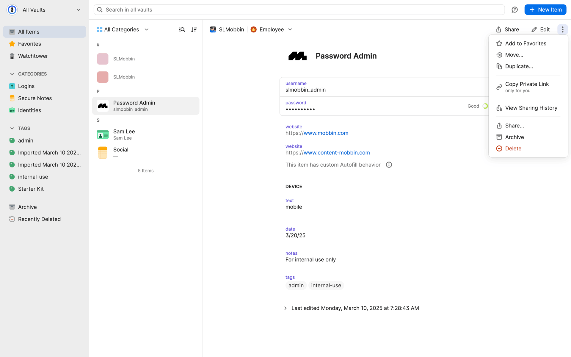 1Password Web Productivity interface screenshot 11