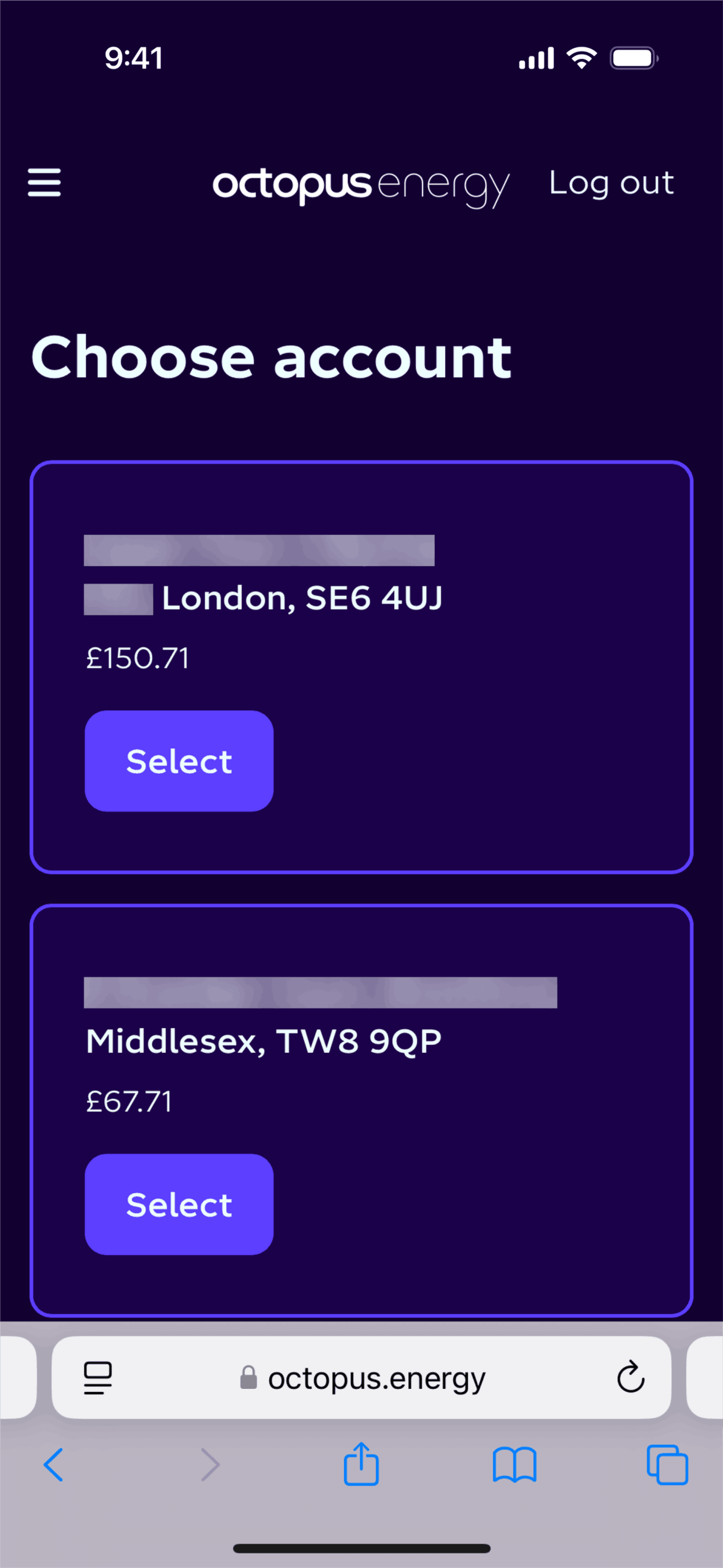 Octopus Energy iOS Utilities interface screenshot 8