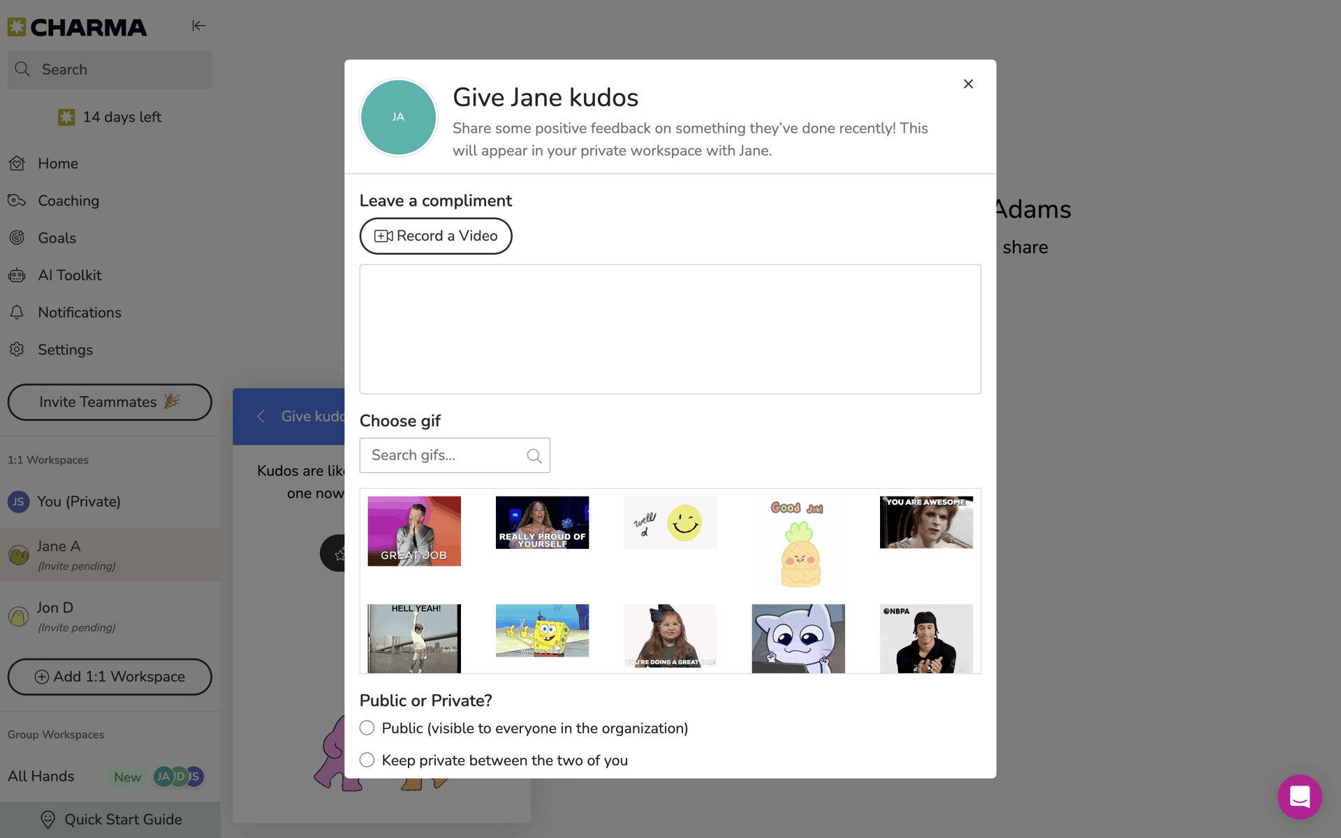 Charma Web Business interface screenshot 8