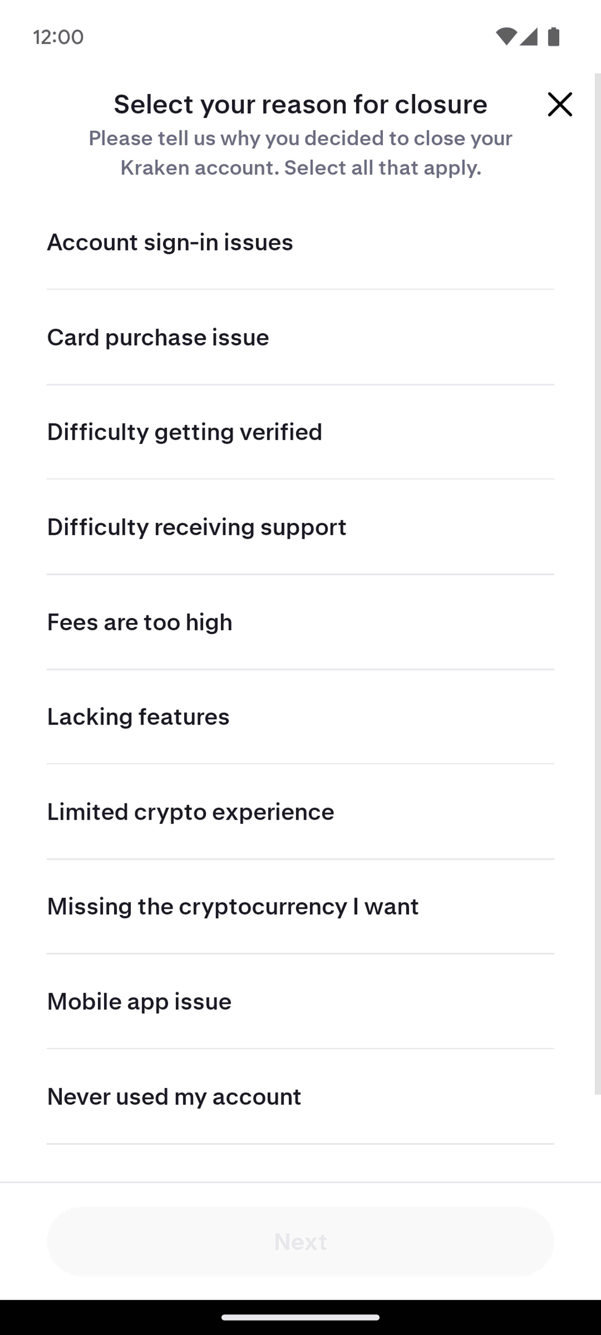 Kraken Android Finance interface screenshot 6