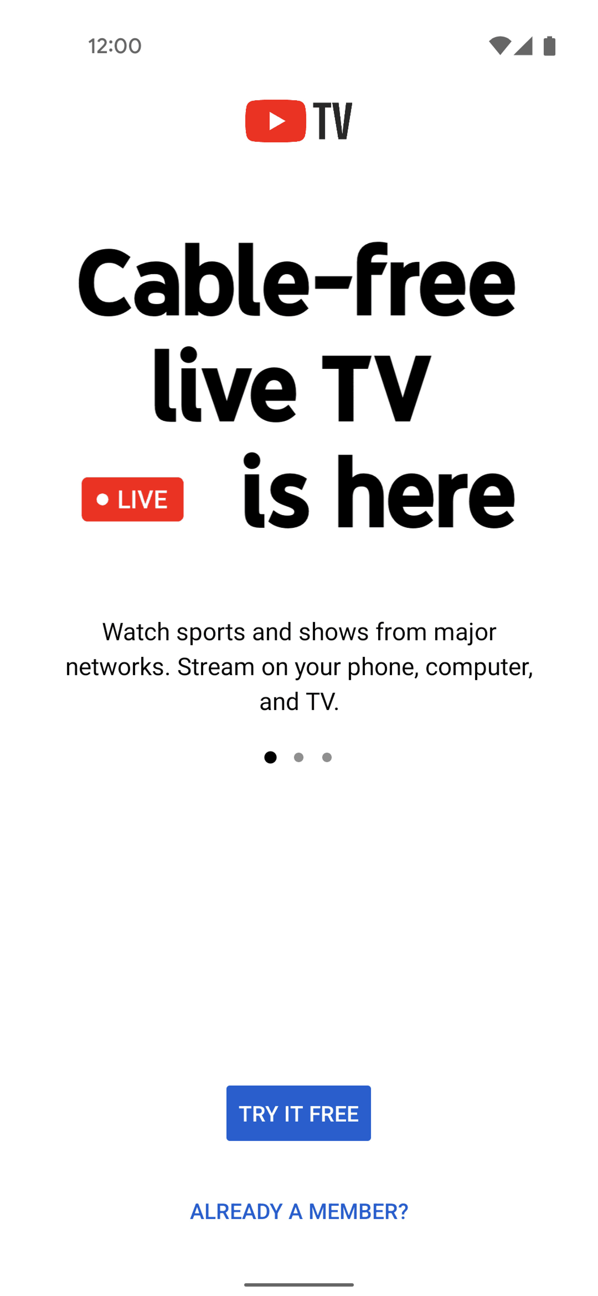 YouTube TV Android Entertainment interface screenshot 4