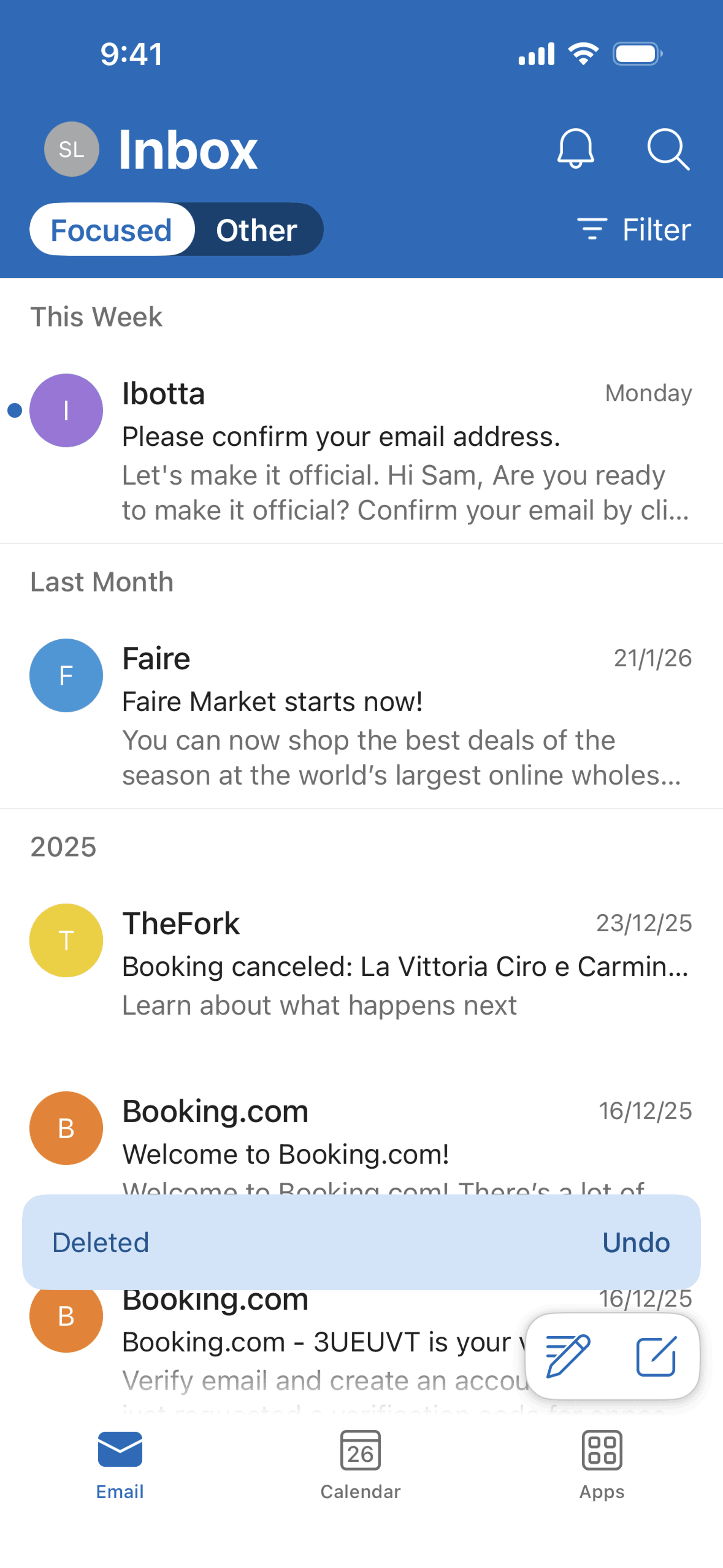 Microsoft Outlook iOS email interface screenshot 14