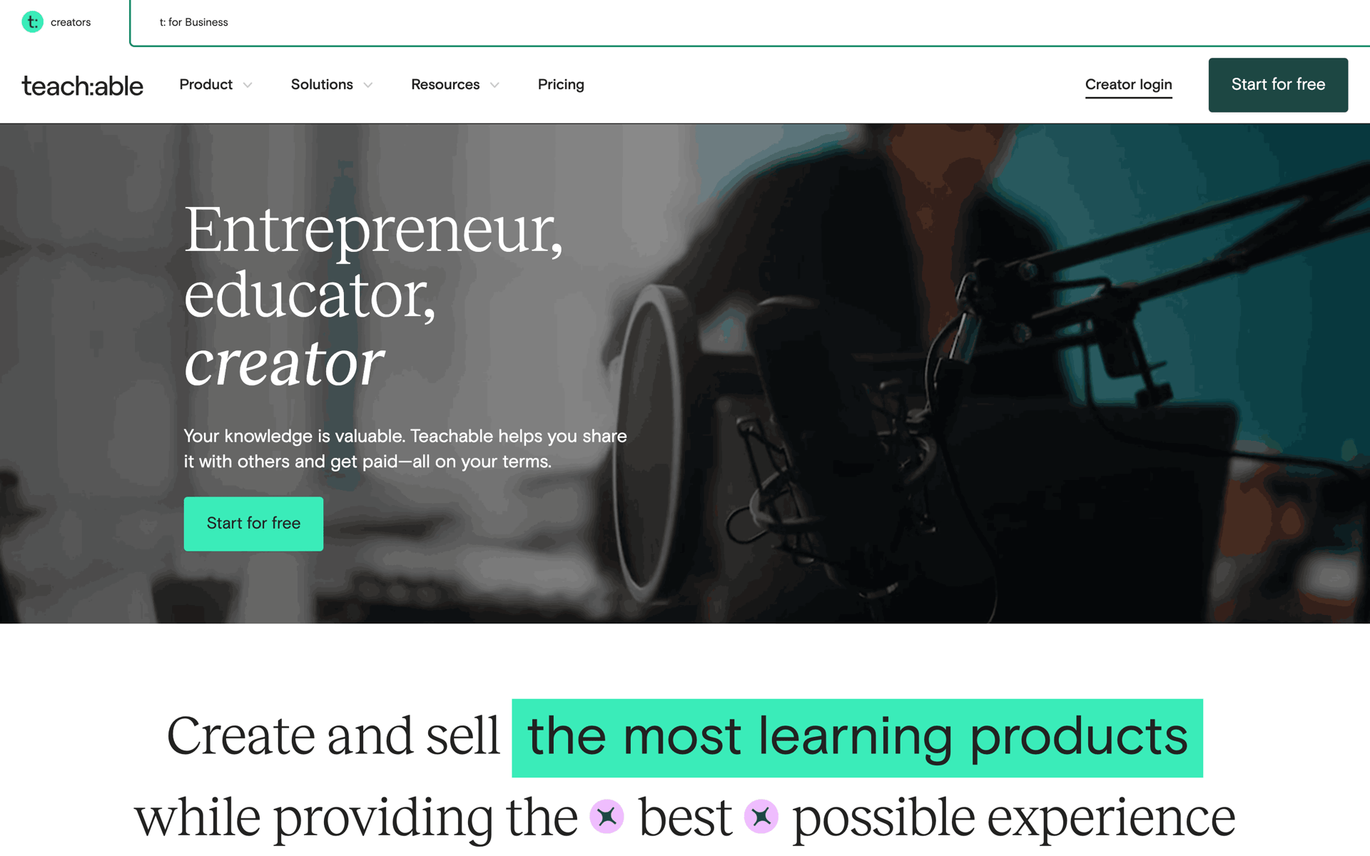 Teachable Web Business interface screenshot 1